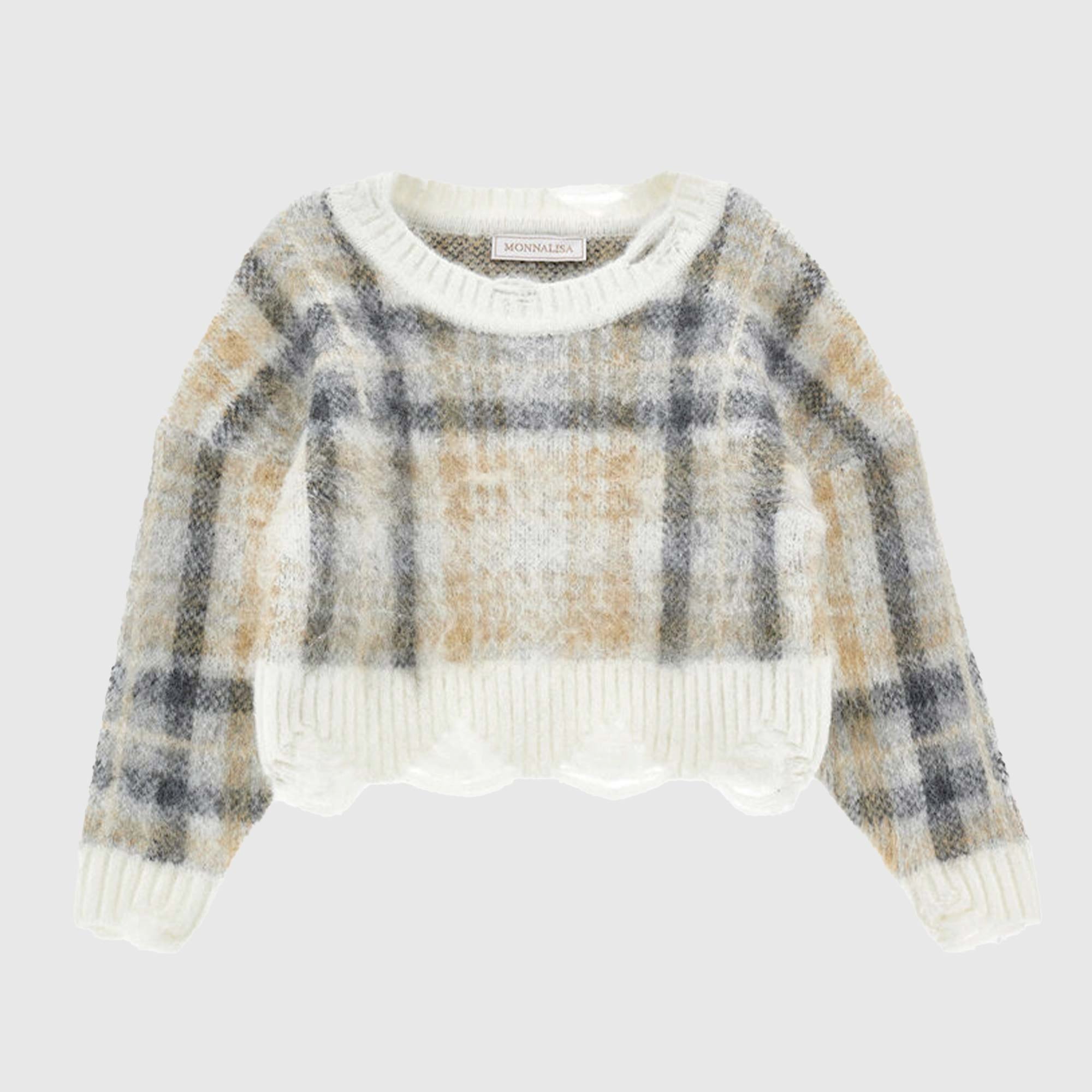 Maglioncino panna grigio e beige Monnalisa - annameglio.com abbigliamento moda