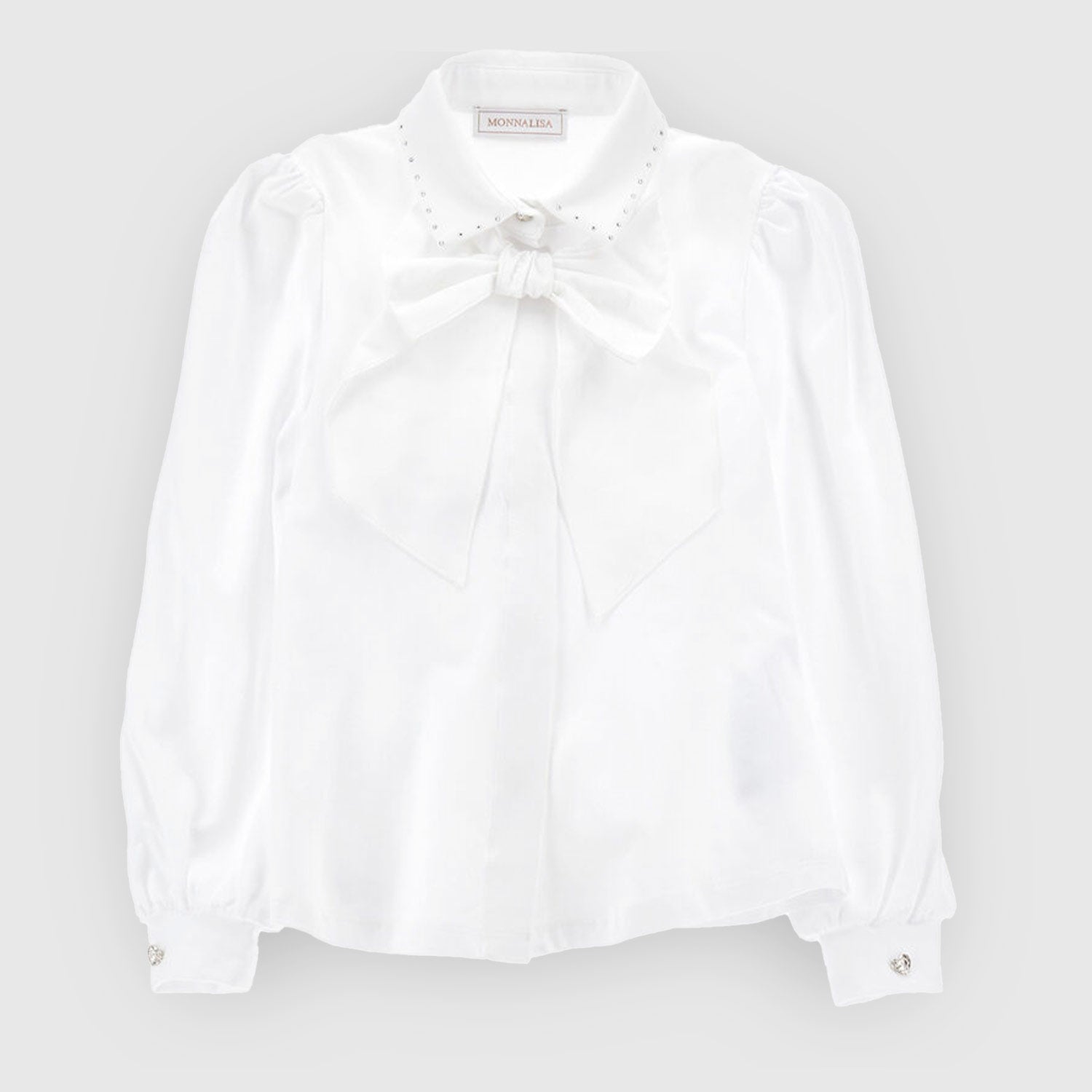 Camicia bianca con strass e fiocco - annameglio.com abbigliamento moda