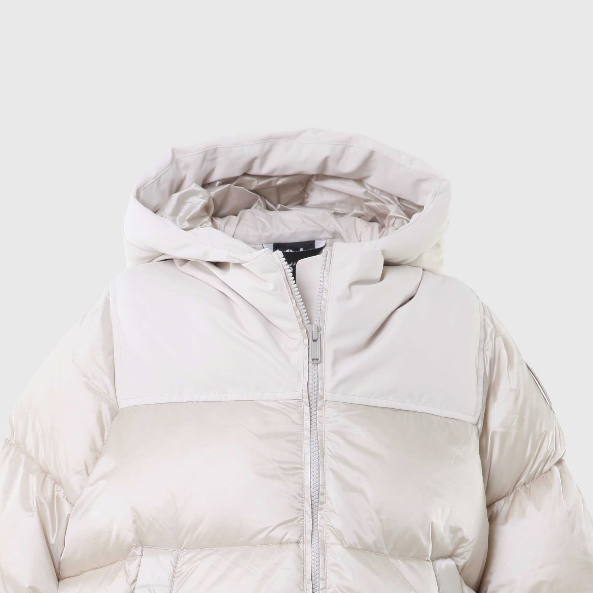 piumino cappa grigio bimateriale con cappuccio - annameglio.com abbigliamento moda