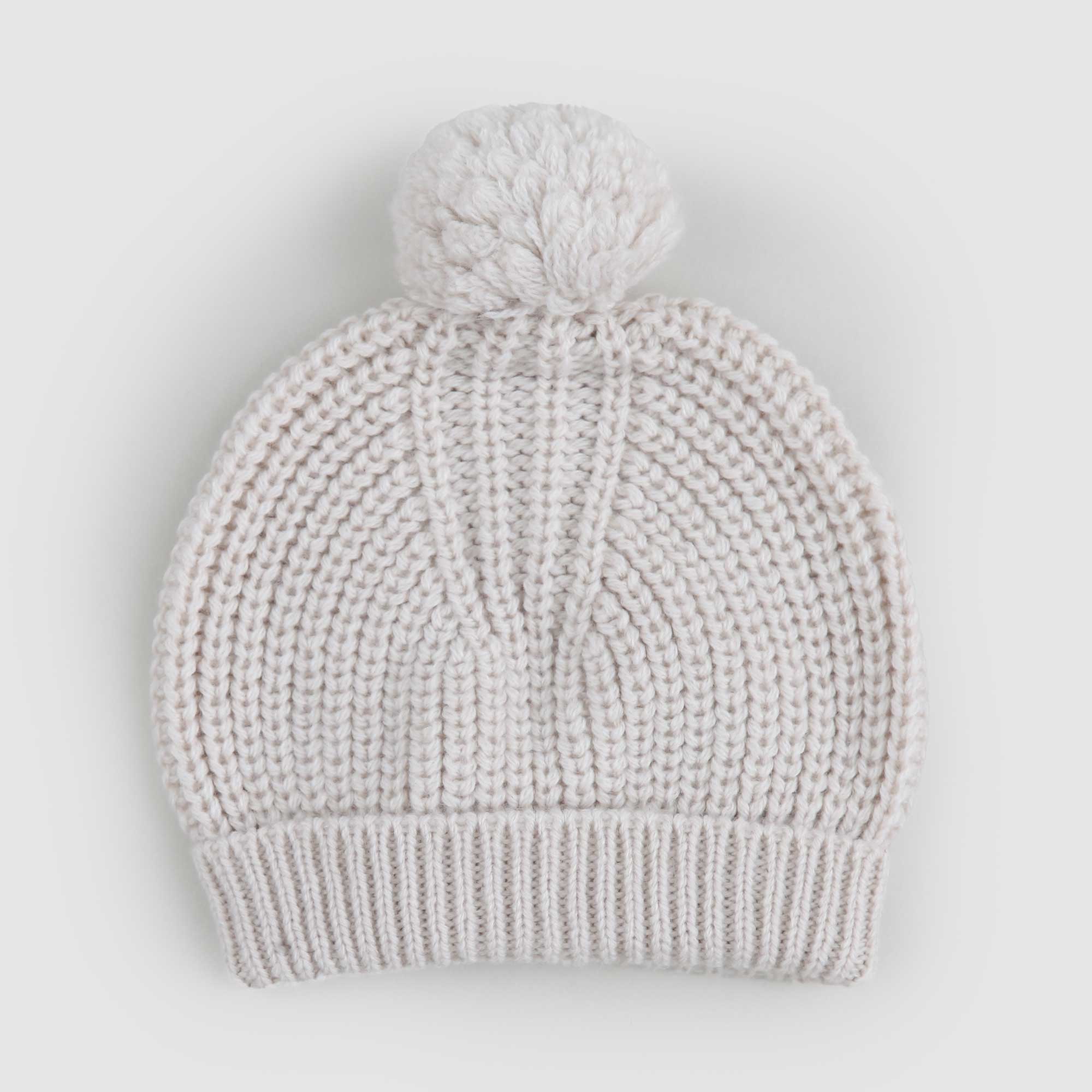 Cappello Ecru in Maglia con Pon Pon - annameglio.com abbigliamento moda