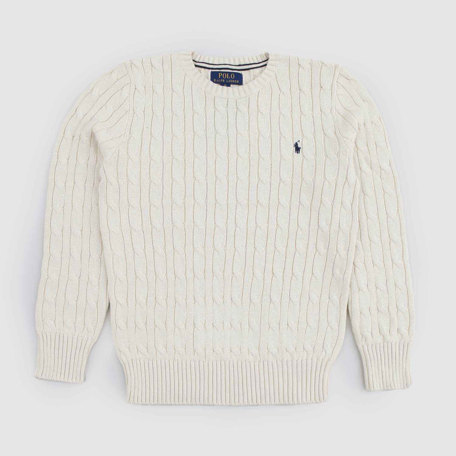 maglione girocollo crema con logo blu - annameglio.com abbigliamento moda