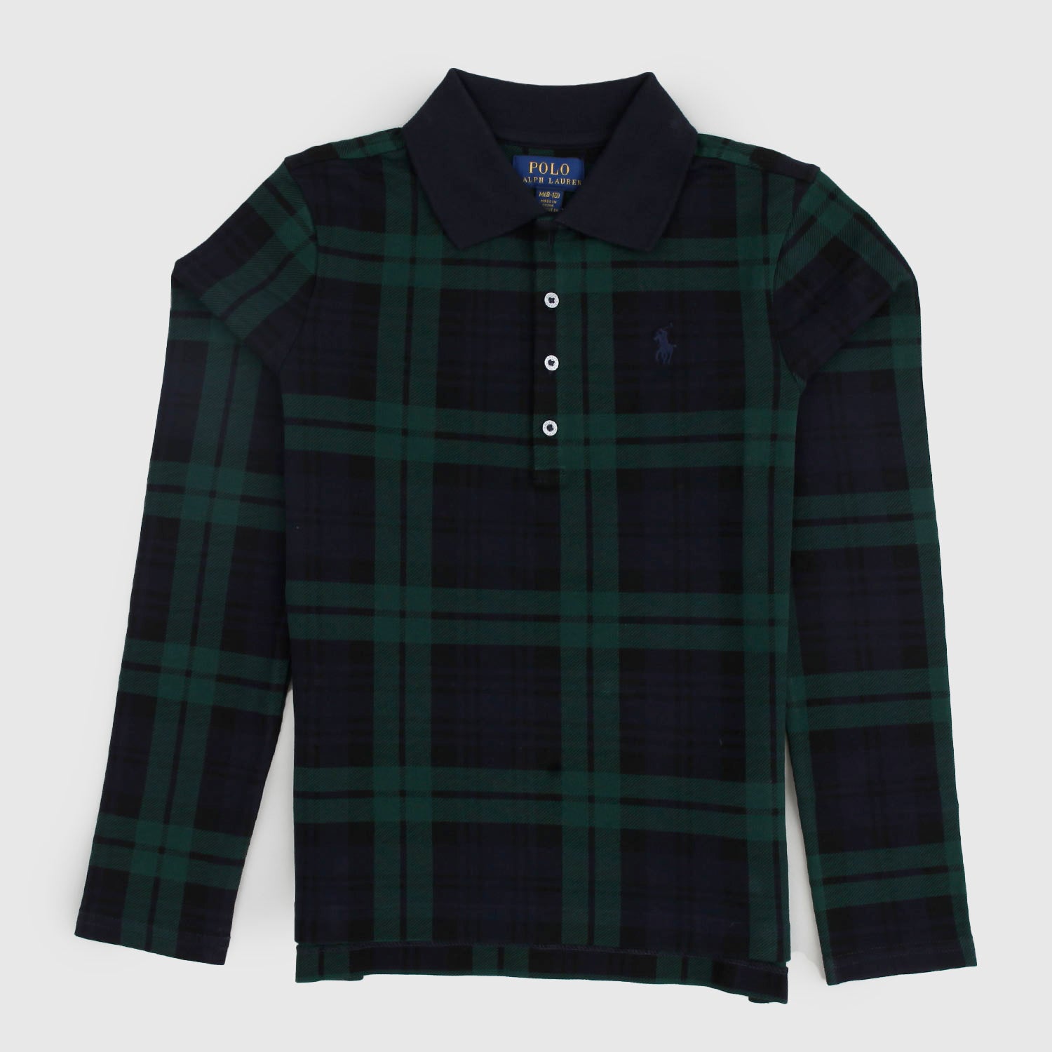 Polo a manica lunga Blu Navy e verde a quadri - annameglio.com abbigliamento moda