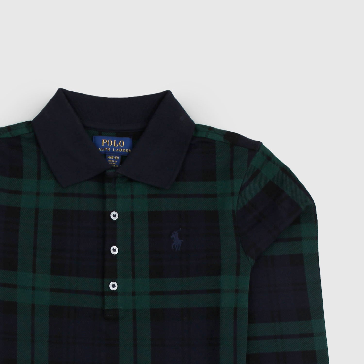 Polo a manica lunga Blu Navy e verde a quadri - annameglio.com abbigliamento moda