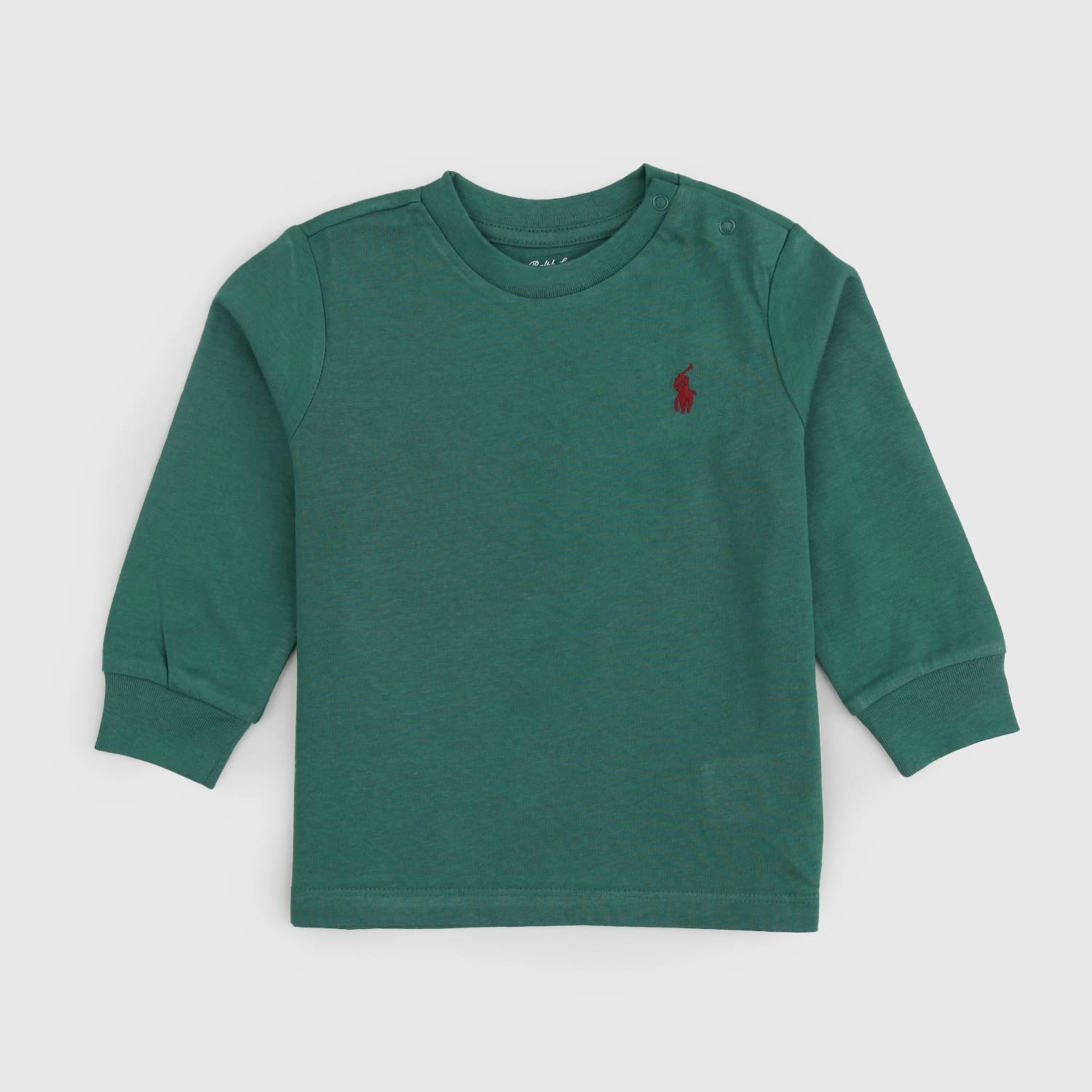 T-Shirt Manica Lunga Verde Baby Con Pony Ricamato - annameglio.com abbigliamento moda