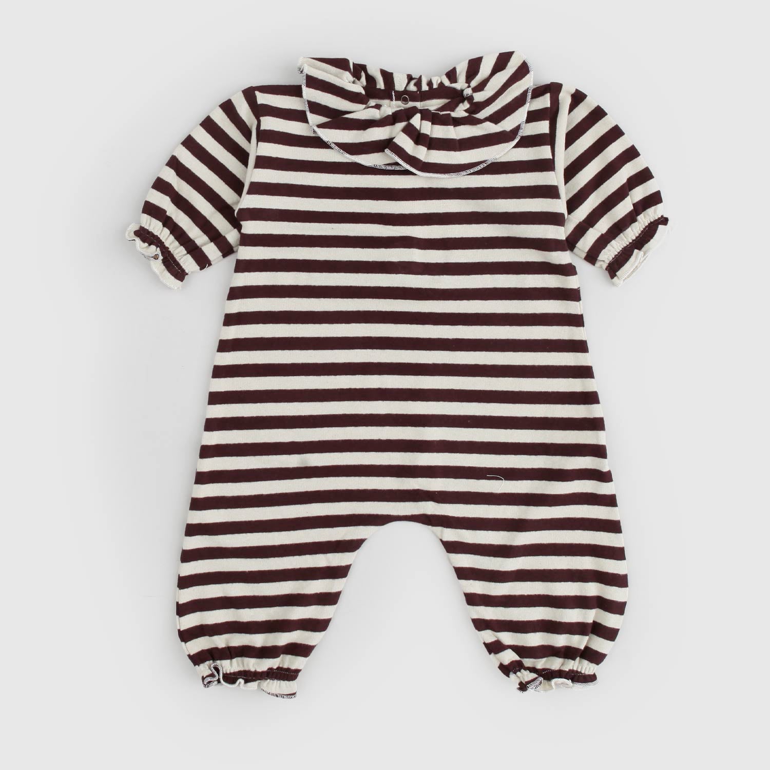 Tutina ciniglia a righe natural burgundy - annameglio.com abbigliamento moda