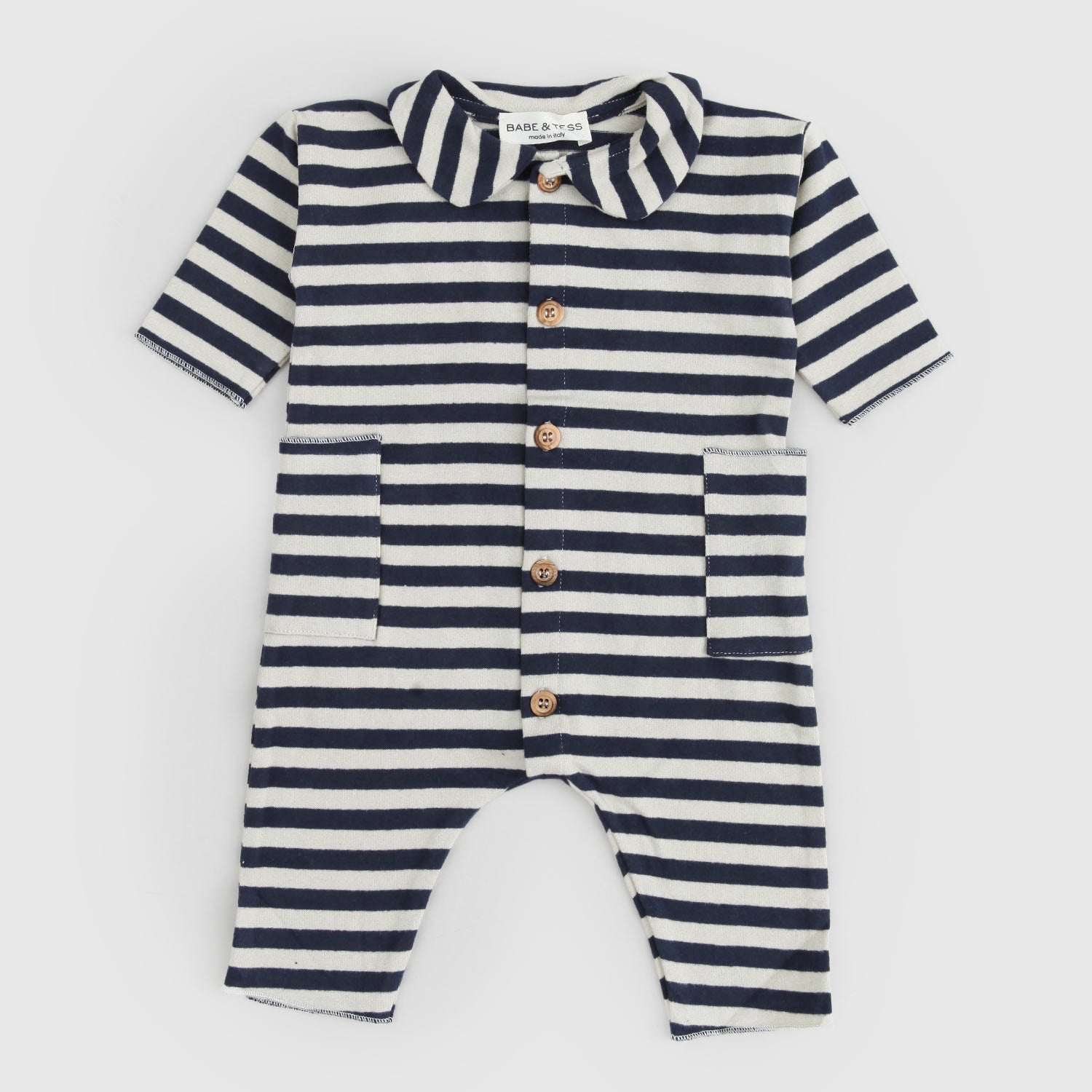 Tutina neonato ciniglia stripes panna e blu - annameglio.com abbigliamento moda