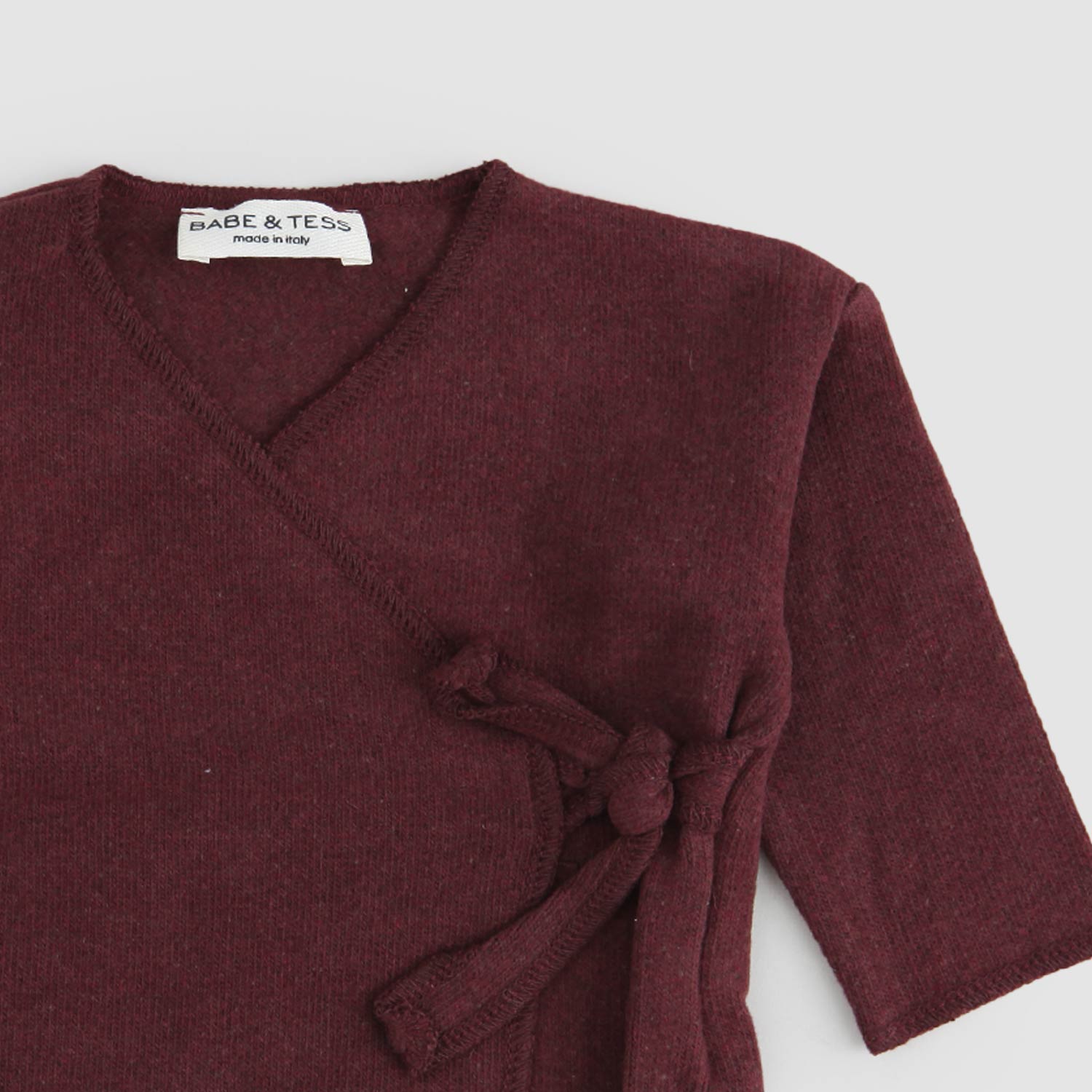 Cardigan scollo a V Borgogna con allacciatura - annameglio.com abbigliamento moda