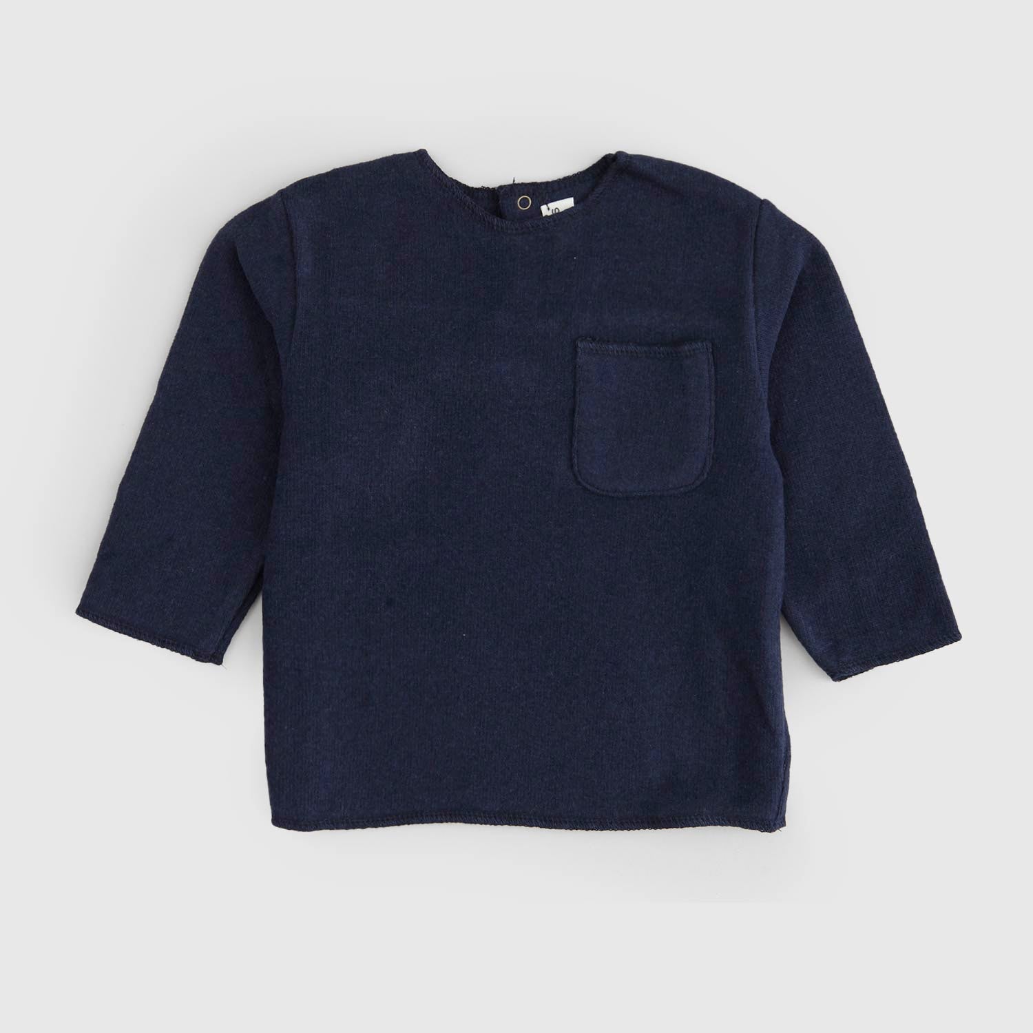 Maglia girocollo in ciniglia con taschino blu navy - annameglio.com abbigliamento moda