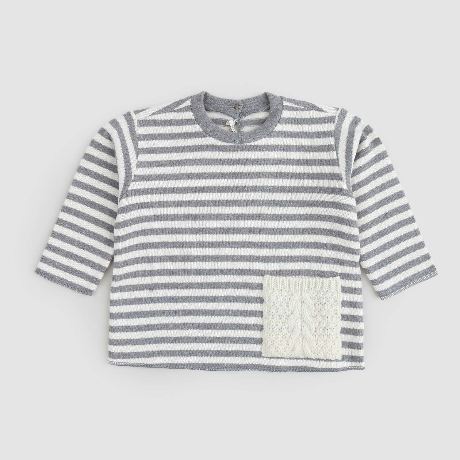 Maglia a righe panna e grigio con taschino Baby - annameglio.com abbigliamento moda