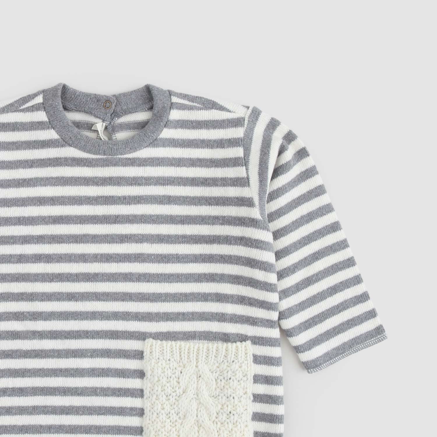 Maglia a righe panna e grigio con taschino Baby - annameglio.com abbigliamento moda