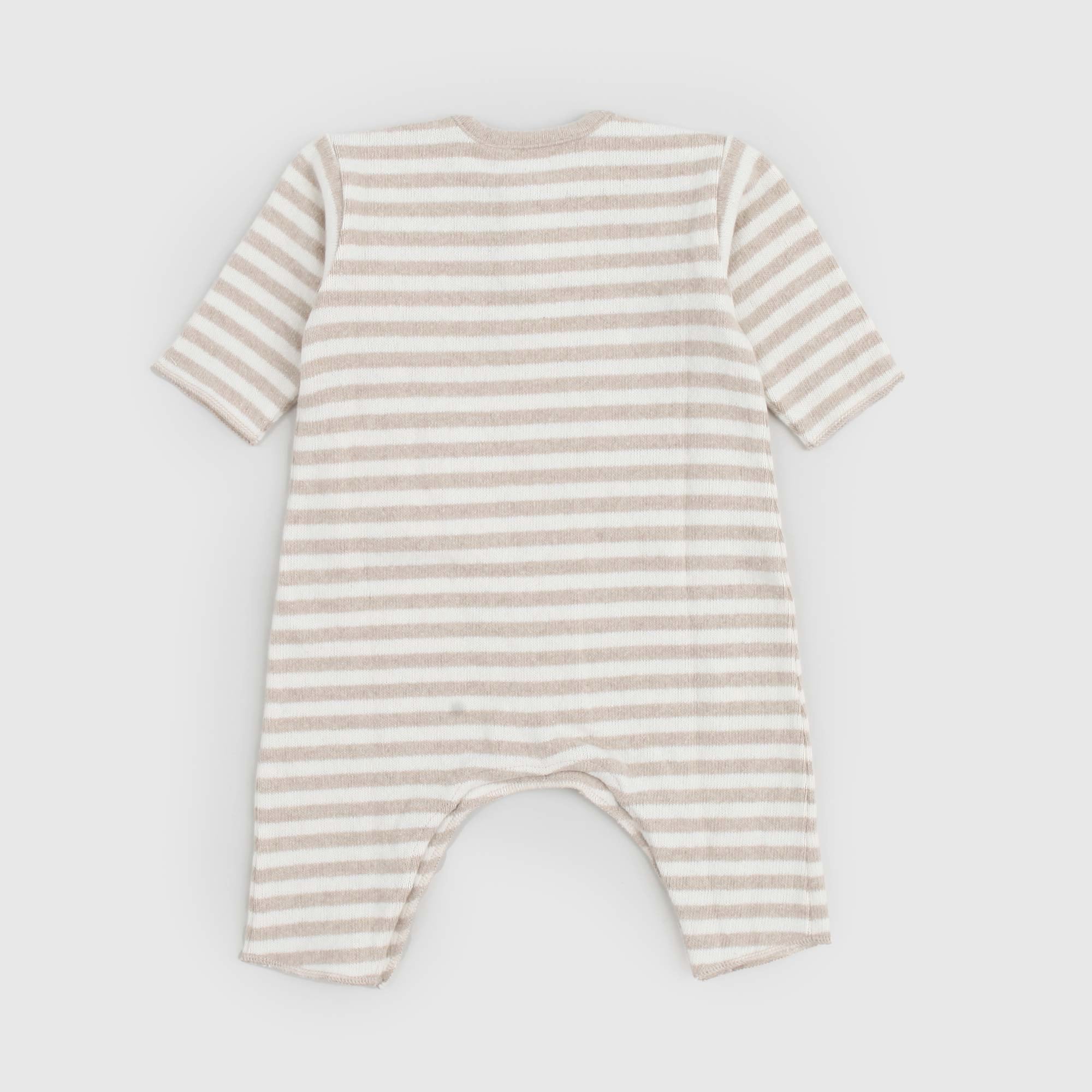 Tutina Unisex a righe panna e beige con taschino - annameglio.com abbigliamento moda