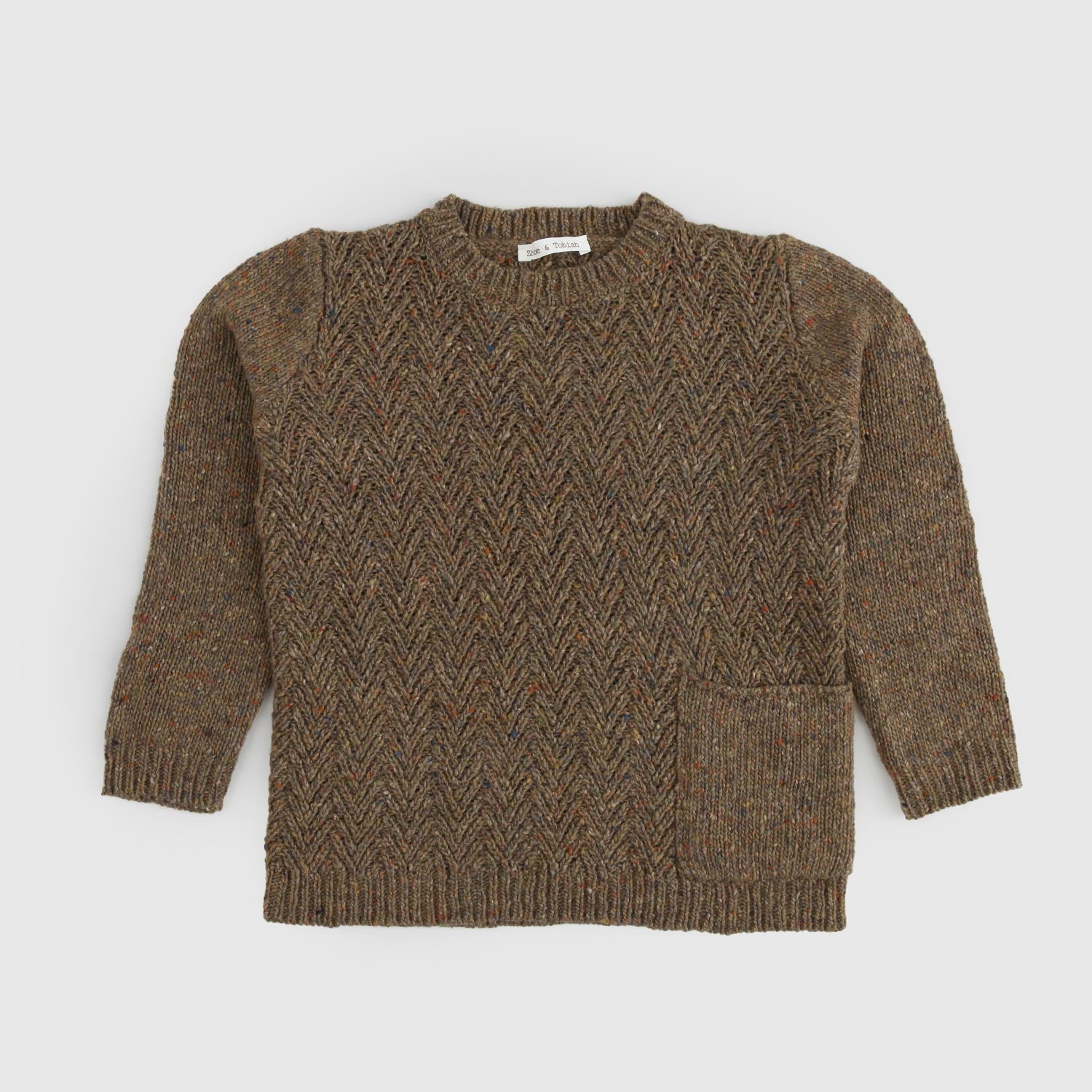 Maglione girocollo Cappuccino melange con tasca - annameglio.com abbigliamento moda