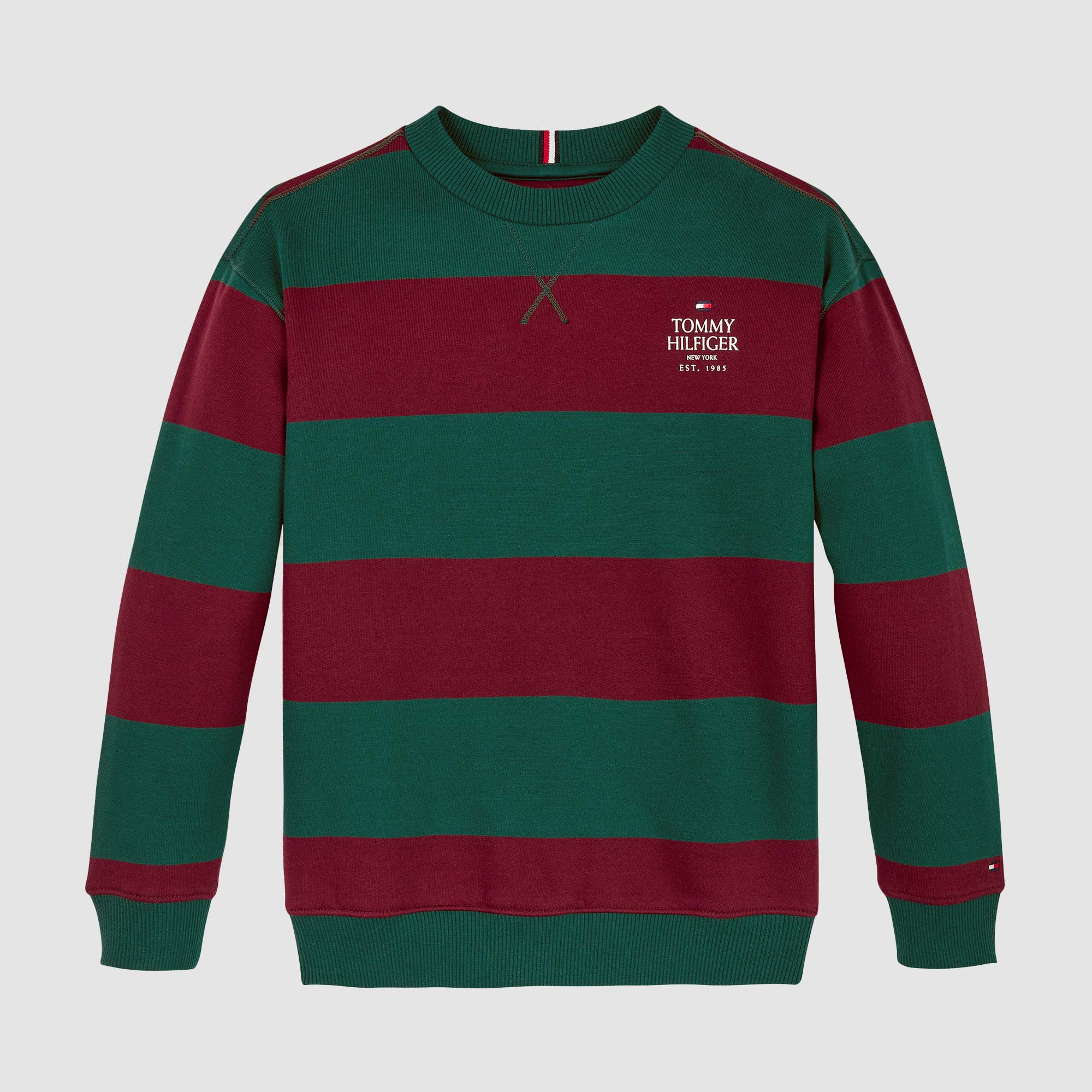 Felpa Girocollo Rigata Verde E Bordeaux - annameglio.com abbigliamento moda