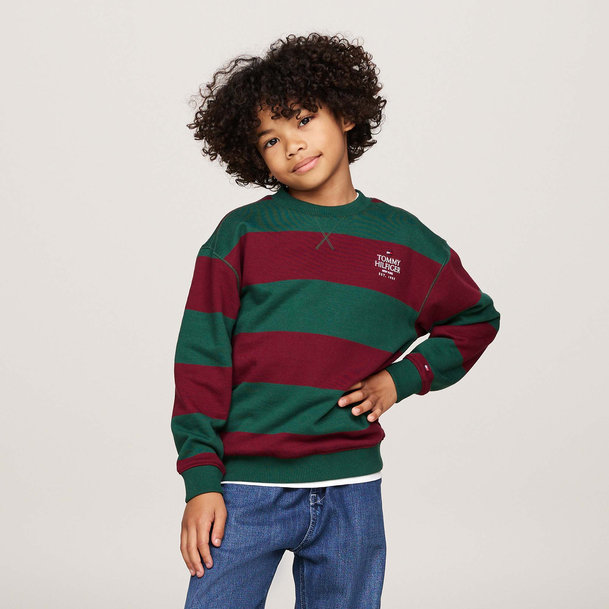 Felpa Girocollo Rigata Verde E Bordeaux - annameglio.com abbigliamento moda