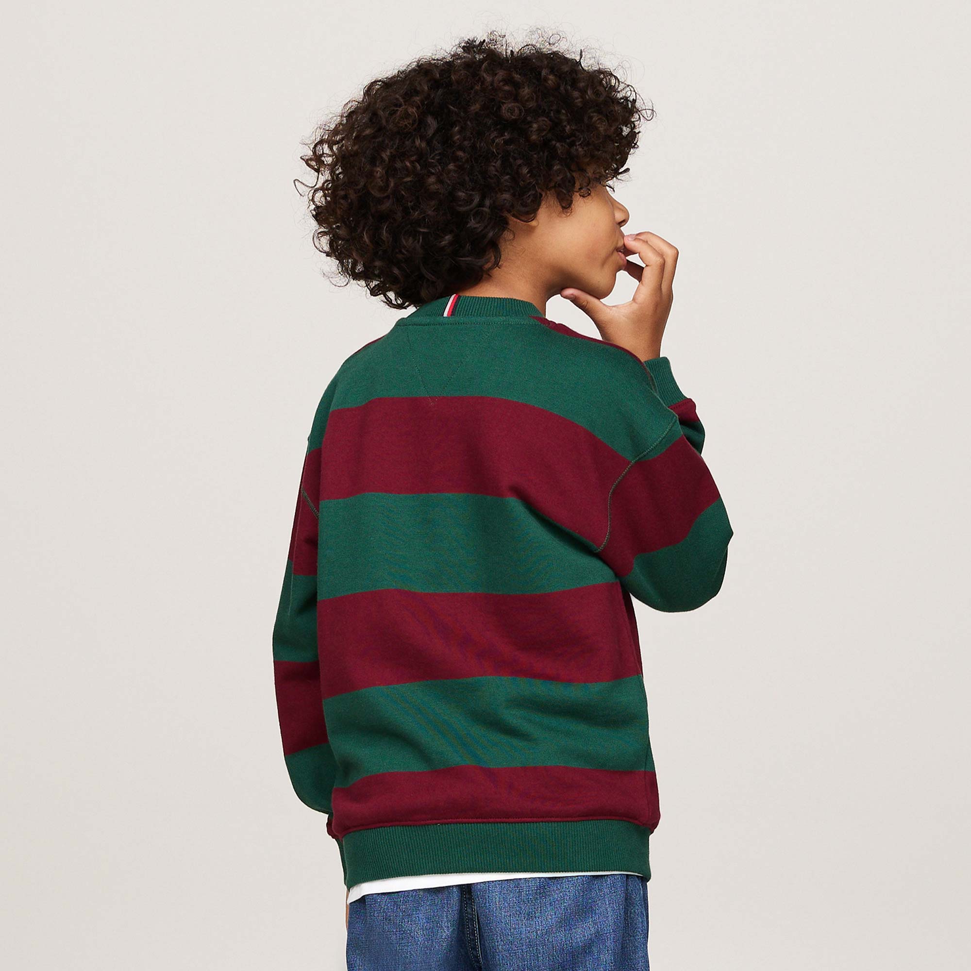 Felpa Girocollo Rigata Verde E Bordeaux - annameglio.com abbigliamento moda