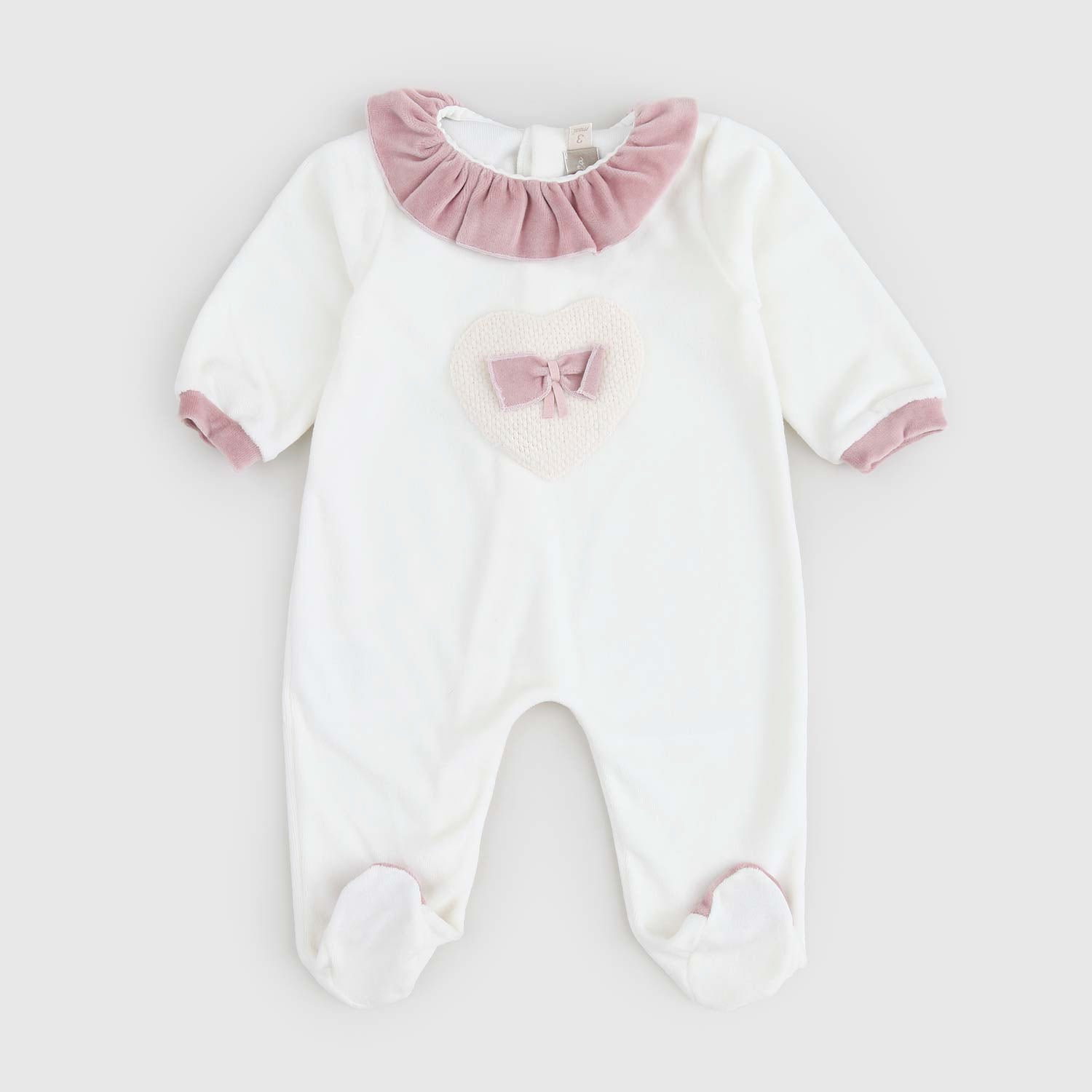 Tutina in Ciniglia Bianca con Dettagli Rosa - annameglio.com abbigliamento moda