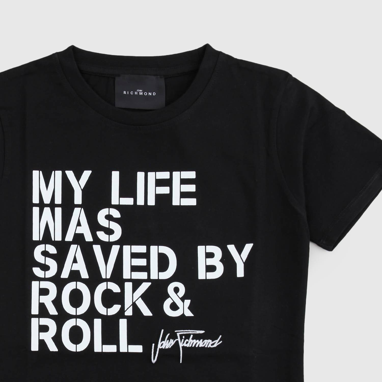 T-shirt nera con stampa e logo ricamato - annameglio.com abbigliamento moda