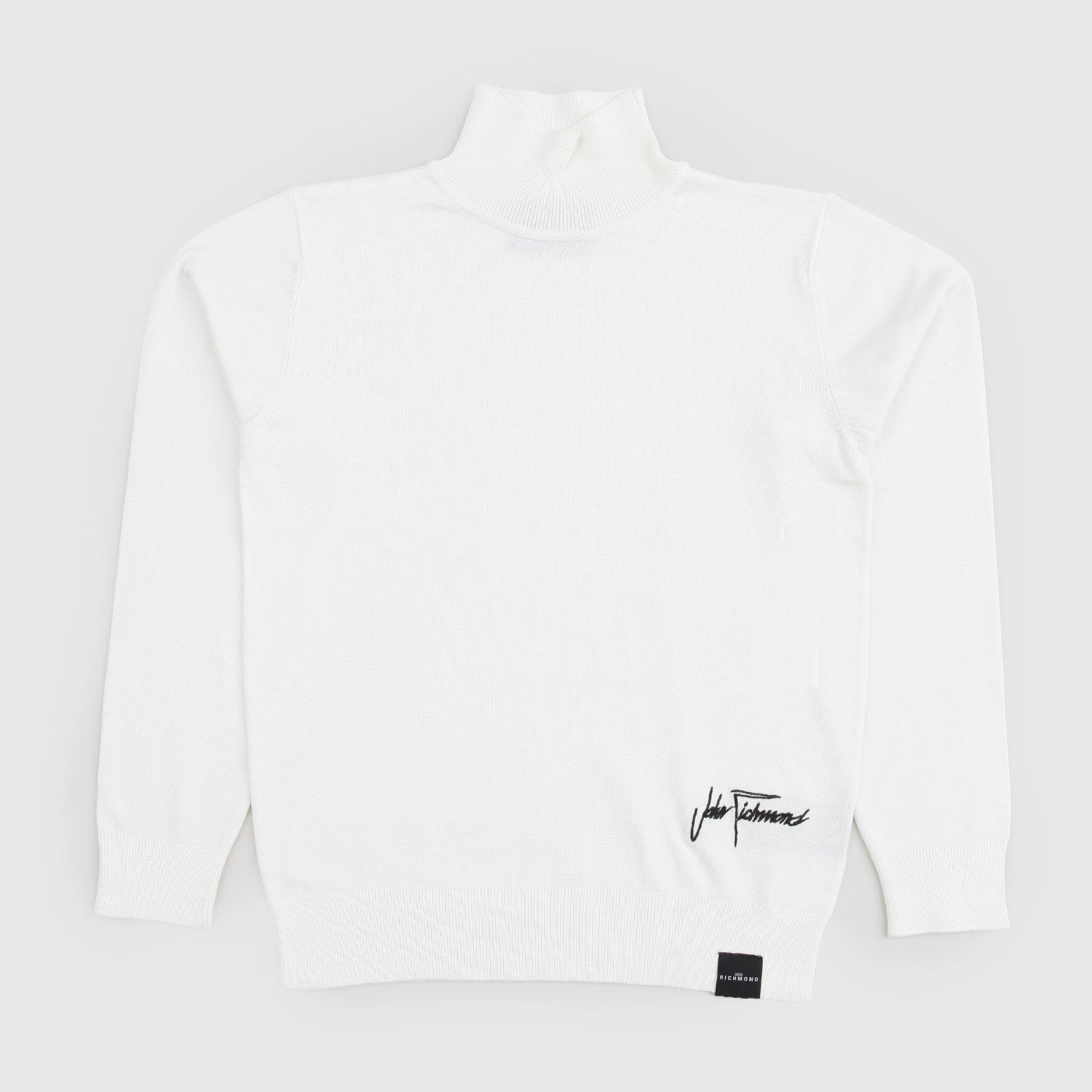 Maglia dolcevita bianca con logo nero ricamato - annameglio.com abbigliamento moda