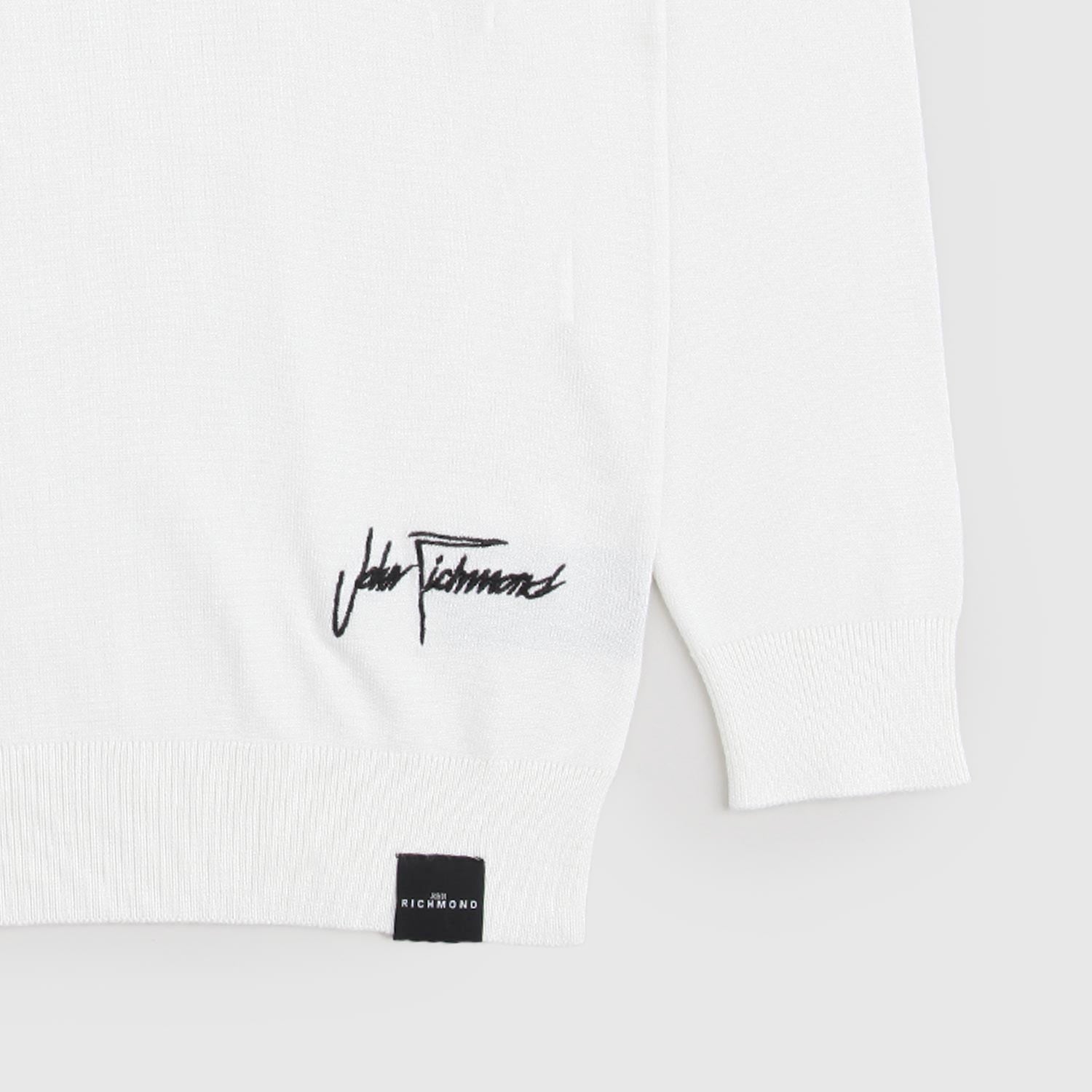 Maglia dolcevita bianca con logo nero ricamato - annameglio.com abbigliamento moda