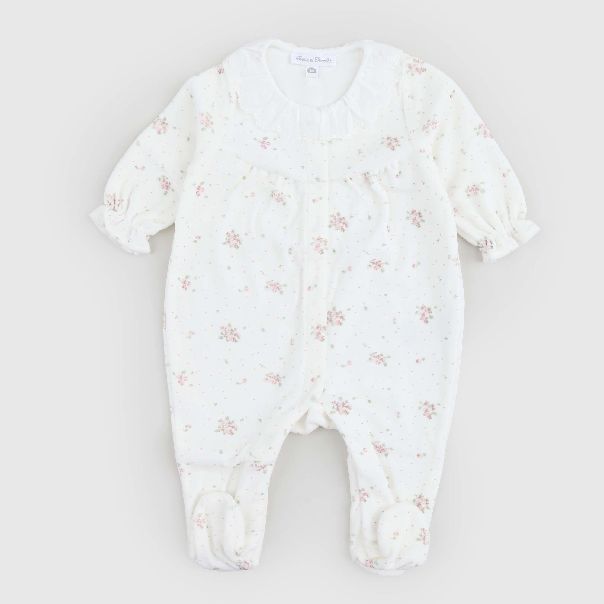 Tutina Bianca Con Fiorellini Rosa - annameglio.com abbigliamento moda