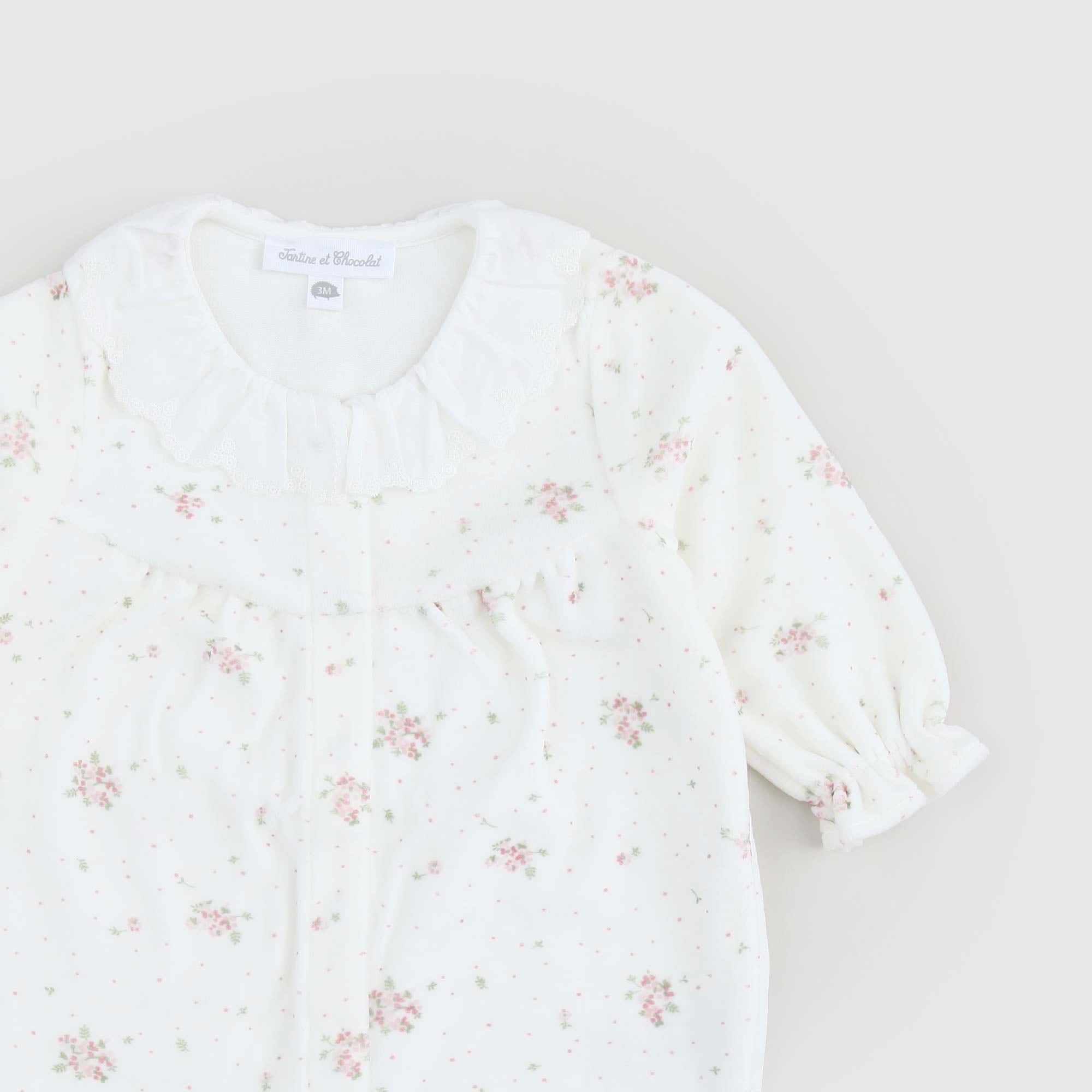 Tutina Bianca Con Fiorellini Rosa - annameglio.com abbigliamento moda