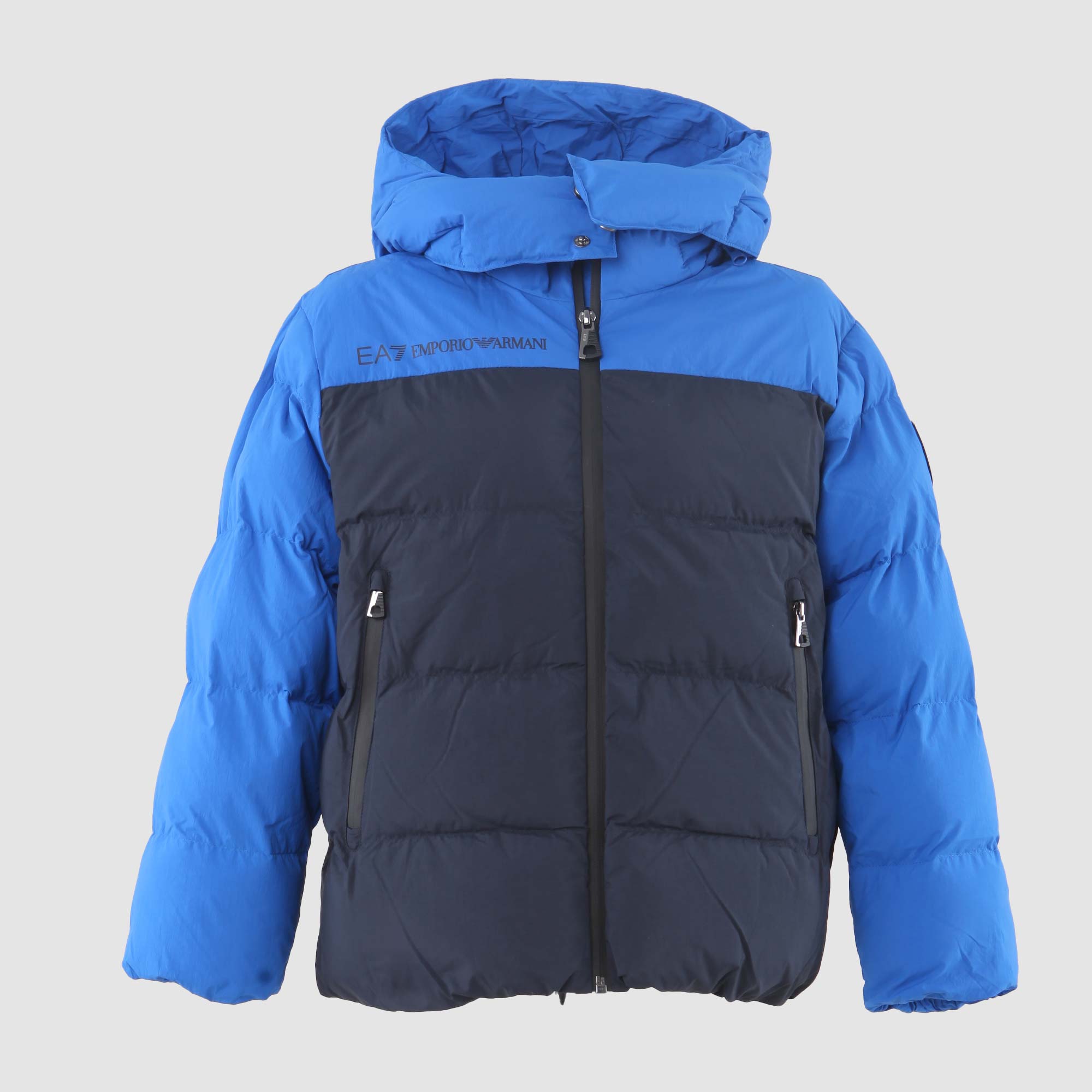 Piumino Colorblock Blu Firmato EA7 - annameglio.com abbigliamento moda