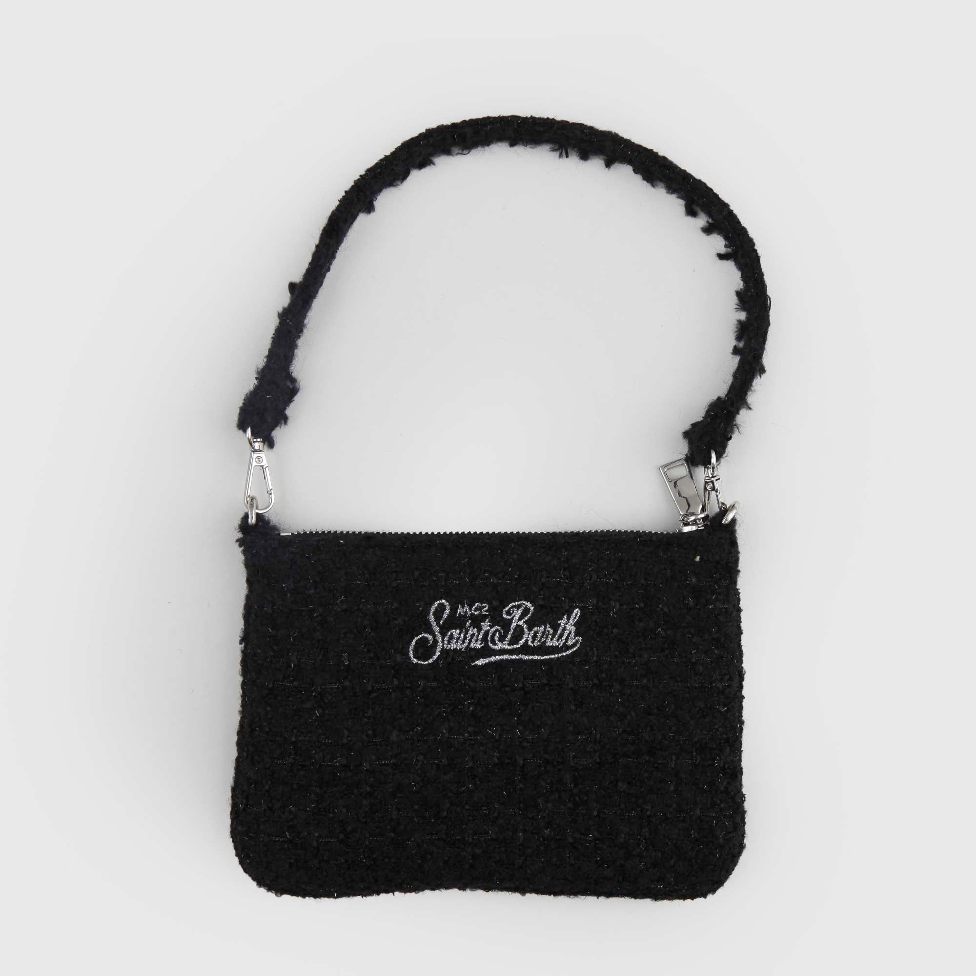 Pouch Mini Parisienne In Tweed Nero - annameglio.com abbigliamento moda