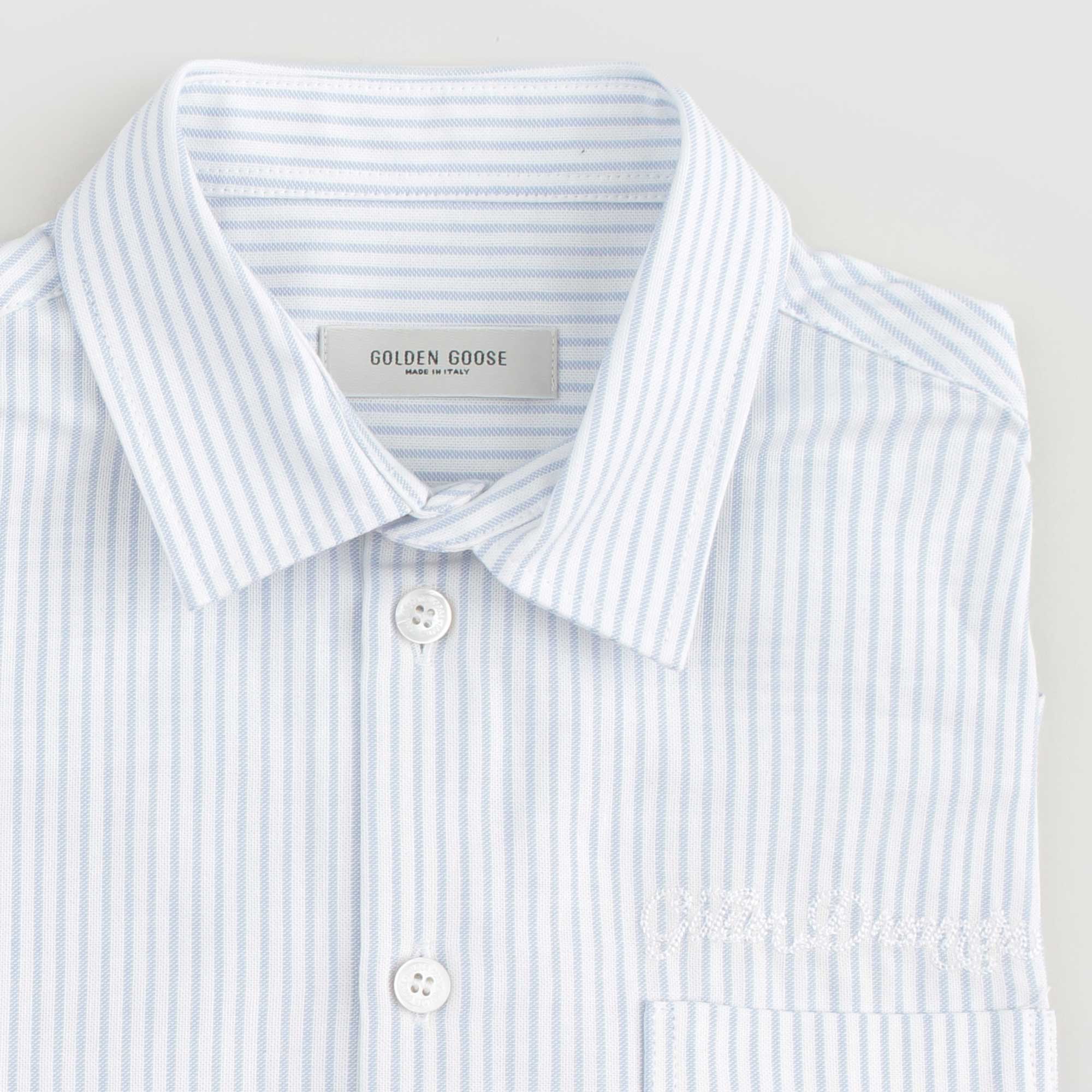 Camicia Bianca E Celeste Firmata GOLDEN GOOSE - annameglio.com abbigliamento moda