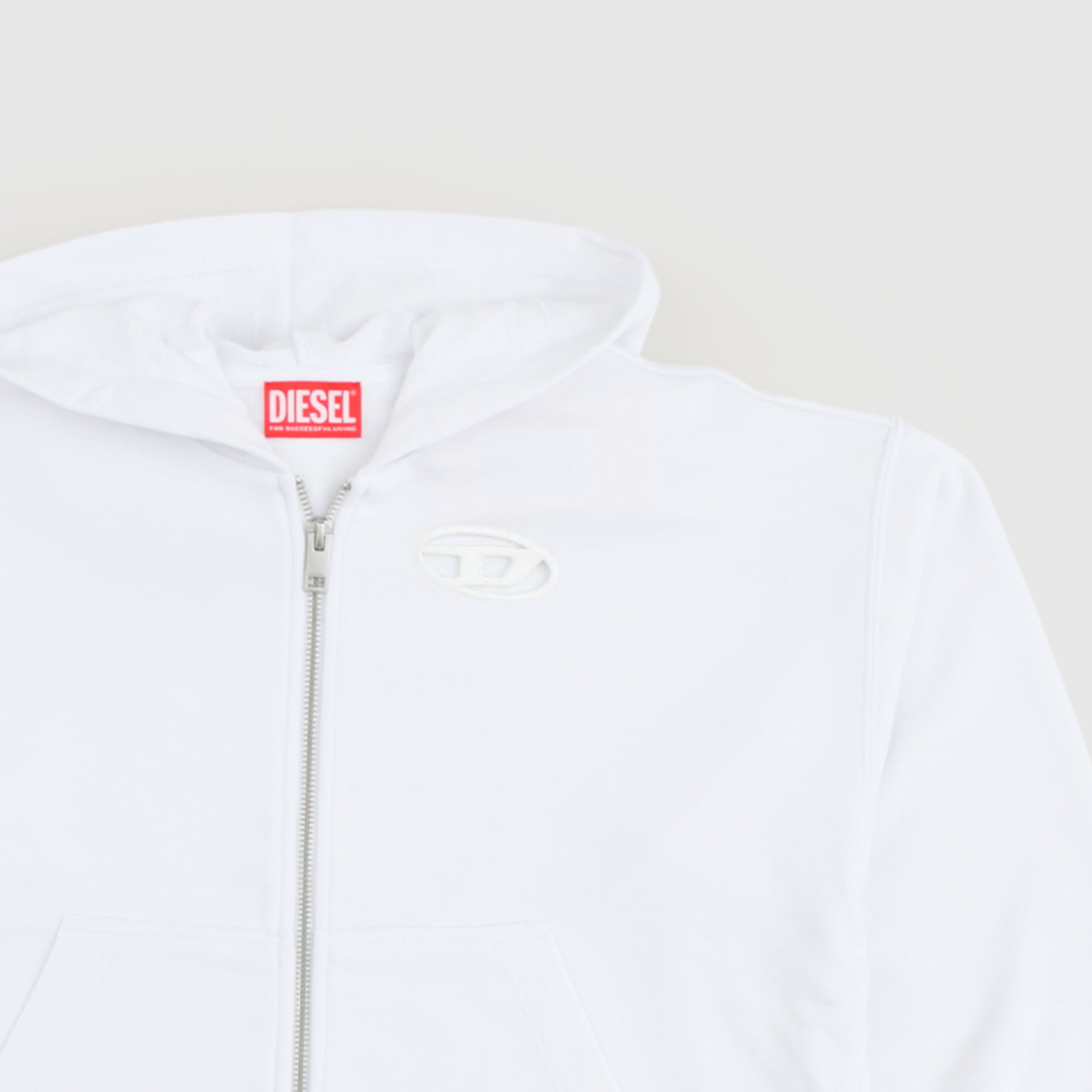 Felpa Bianca Con Cappuccio Firmata Diesel - annameglio.com abbigliamento moda