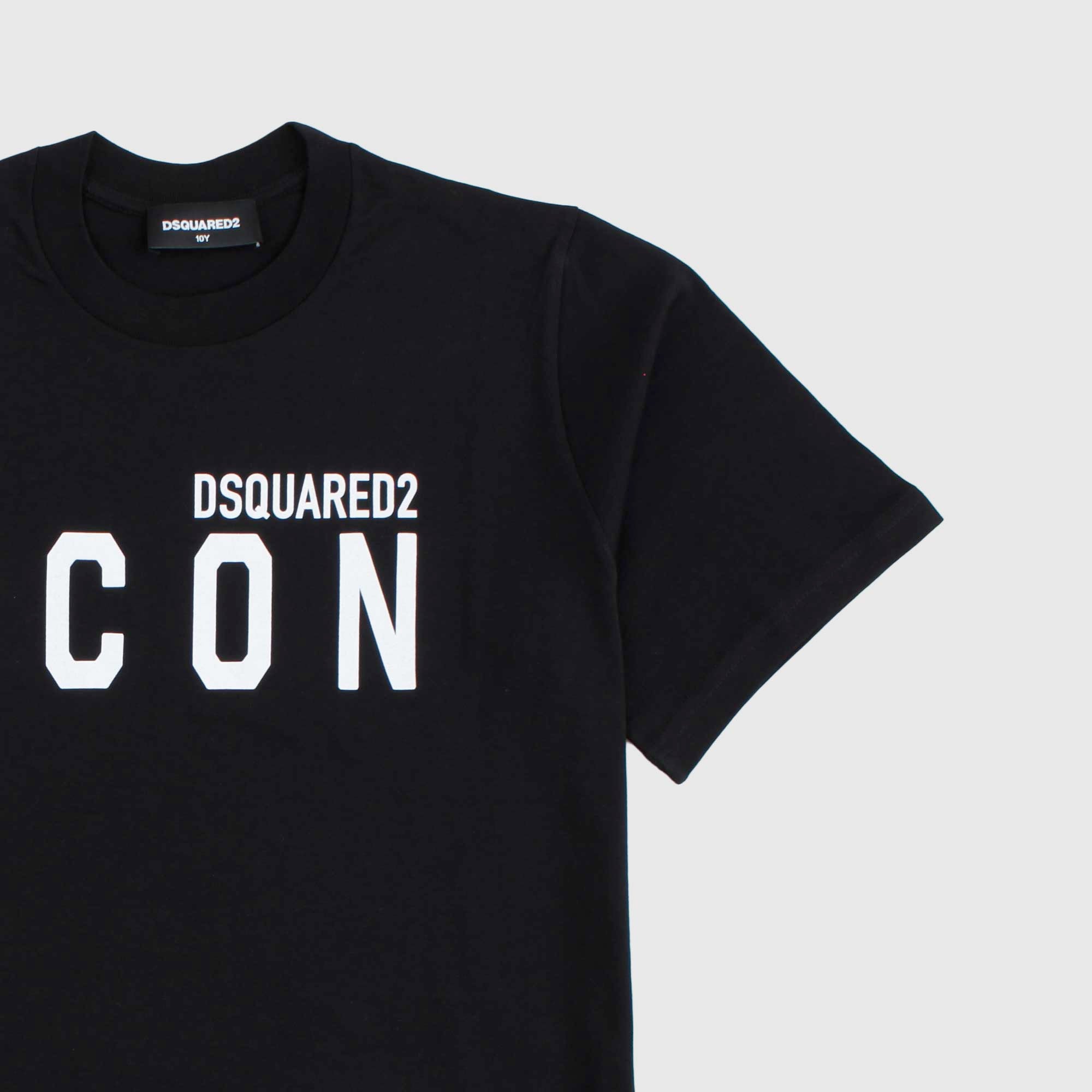 T-shirt Nera Con Stampa Firmata DSQUARED2 - annameglio.com abbigliamento moda