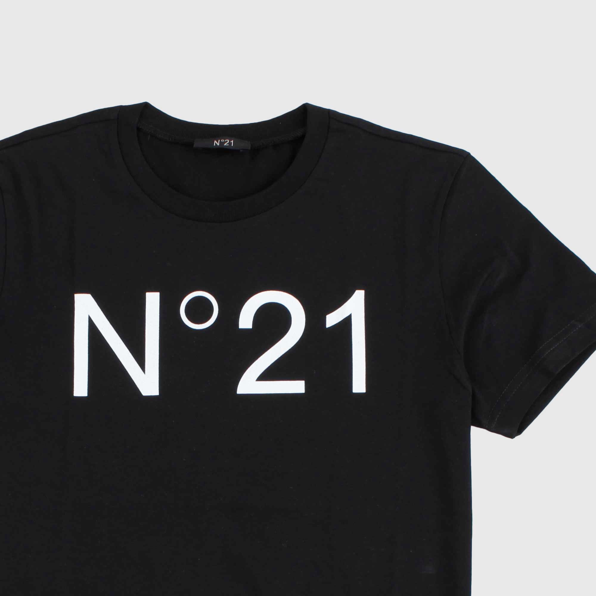 T-shirt Nera Con Logo Firmata N. 21 - annameglio.com abbigliamento moda