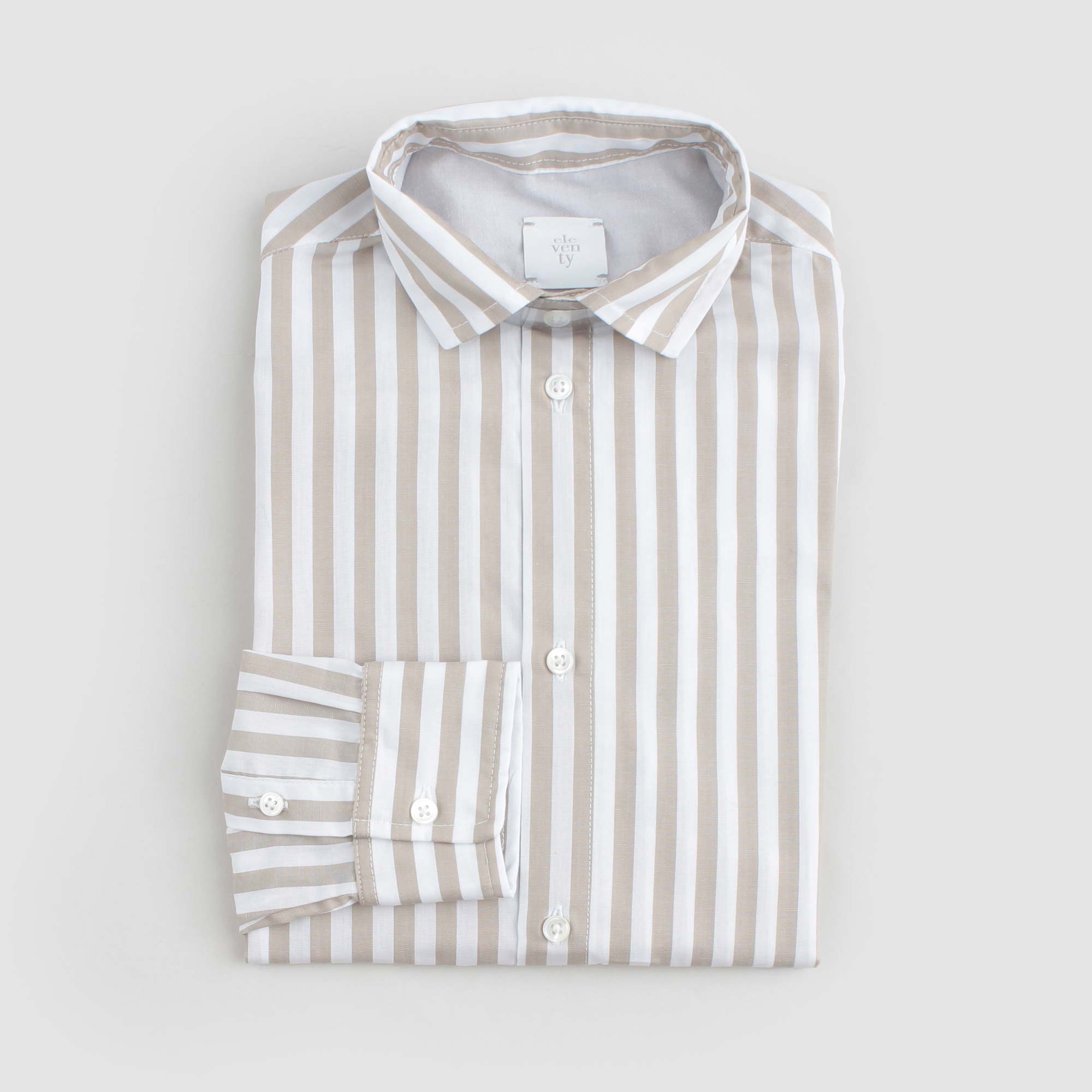 Camicia Bianca E Beige Firmata ELEVENTY - annameglio.com abbigliamento moda
