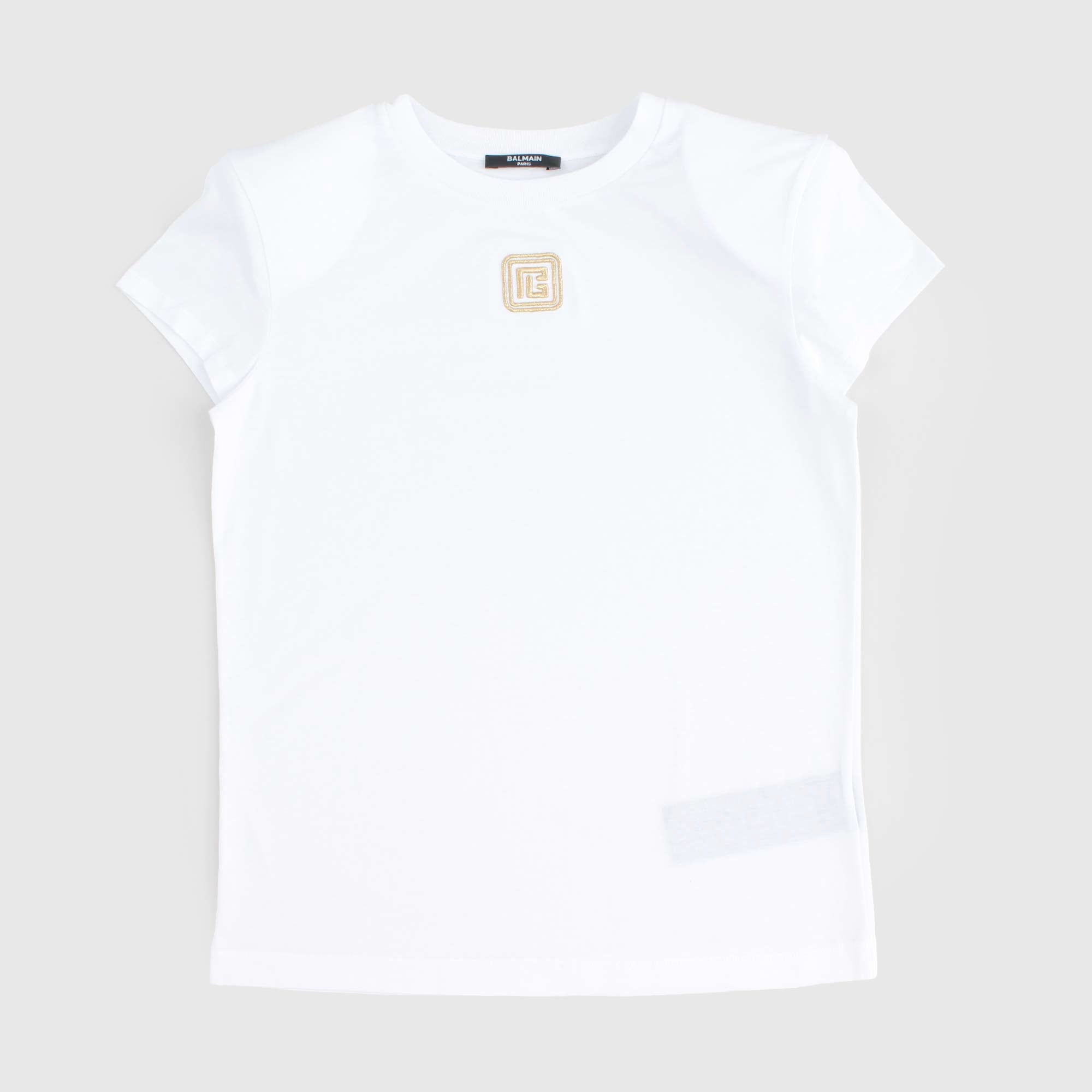 T-shirt Bianca Con Logo Oro Firmata BALMAIN - annameglio.com abbigliamento moda