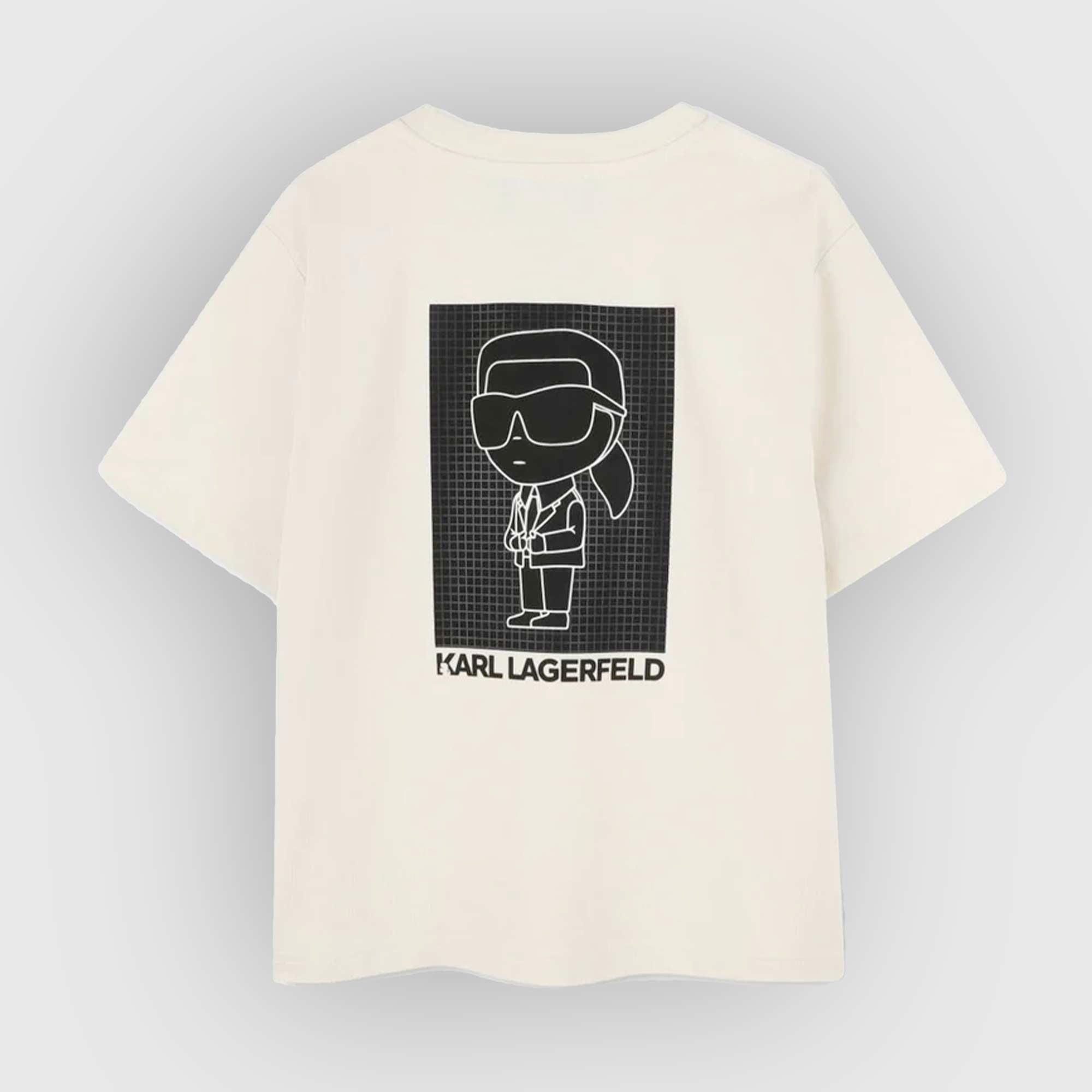 T-shirt Ecru Con Stampa Firmata KARL LAGERFELD - annameglio.com abbigliamento moda