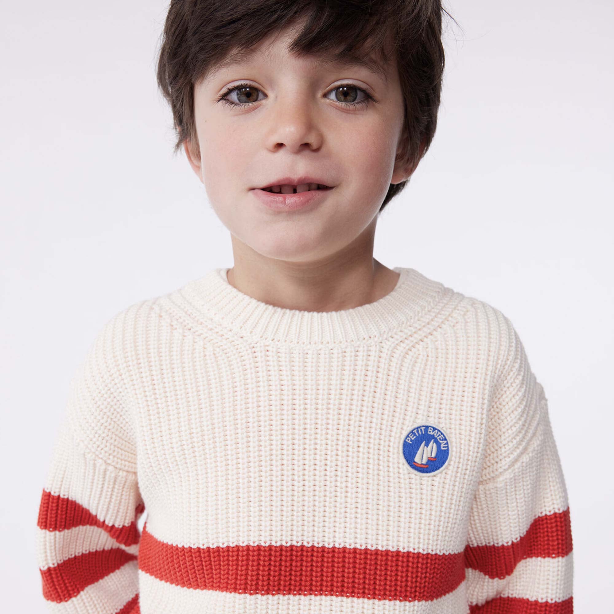 Maglioncino Bianco E Arancio Firmato PETIT BATEAU - annameglio.com abbigliamento moda