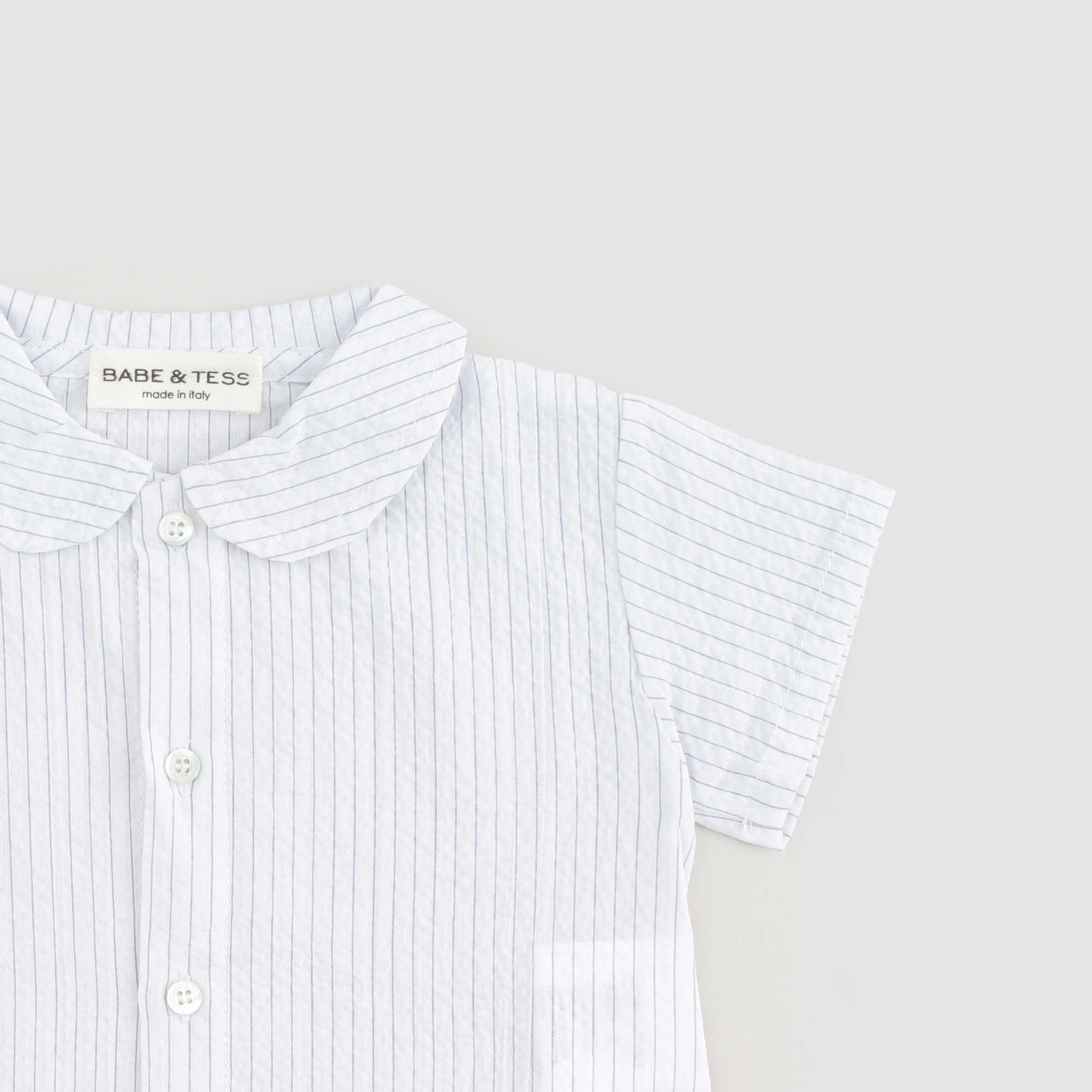 Camicetta Bianca E Celeste Firmata BABE & TESS - annameglio.com abbigliamento moda