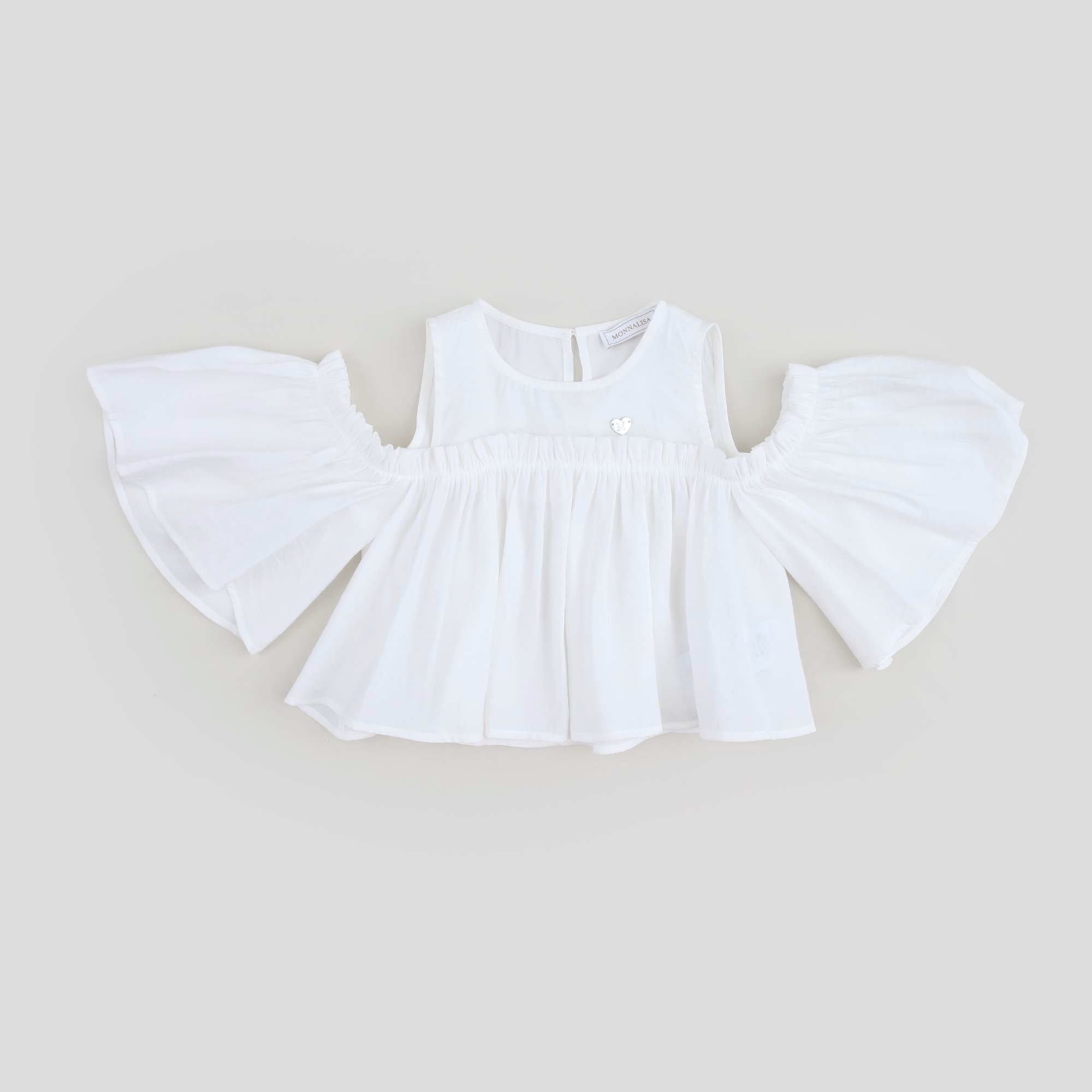 Top Bianco Con Manica Scesa Firmato MONNALISA - annameglio.com abbigliamento moda