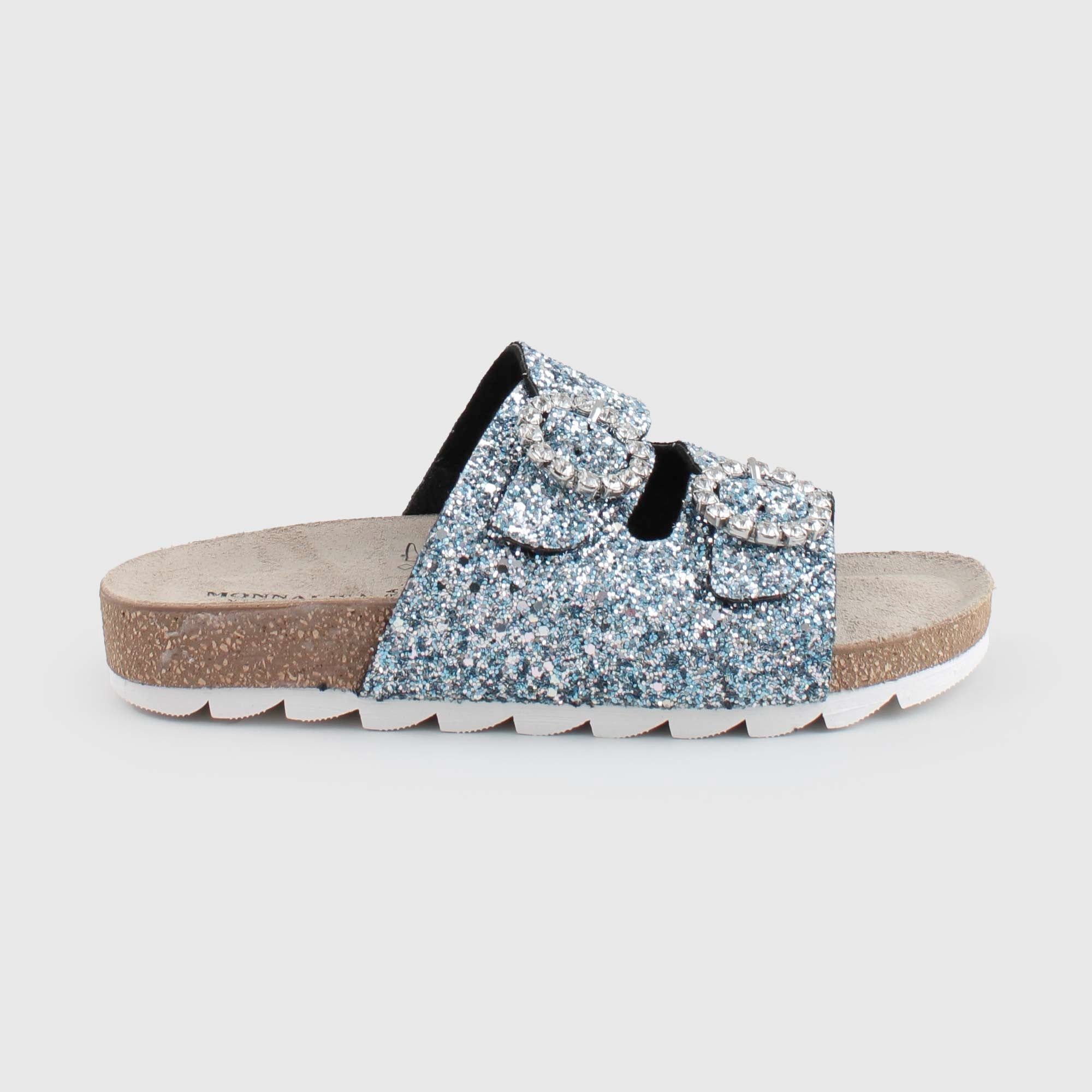 Ciabatte Blu Glitterate Firmate MONNALISA - annameglio.com abbigliamento moda