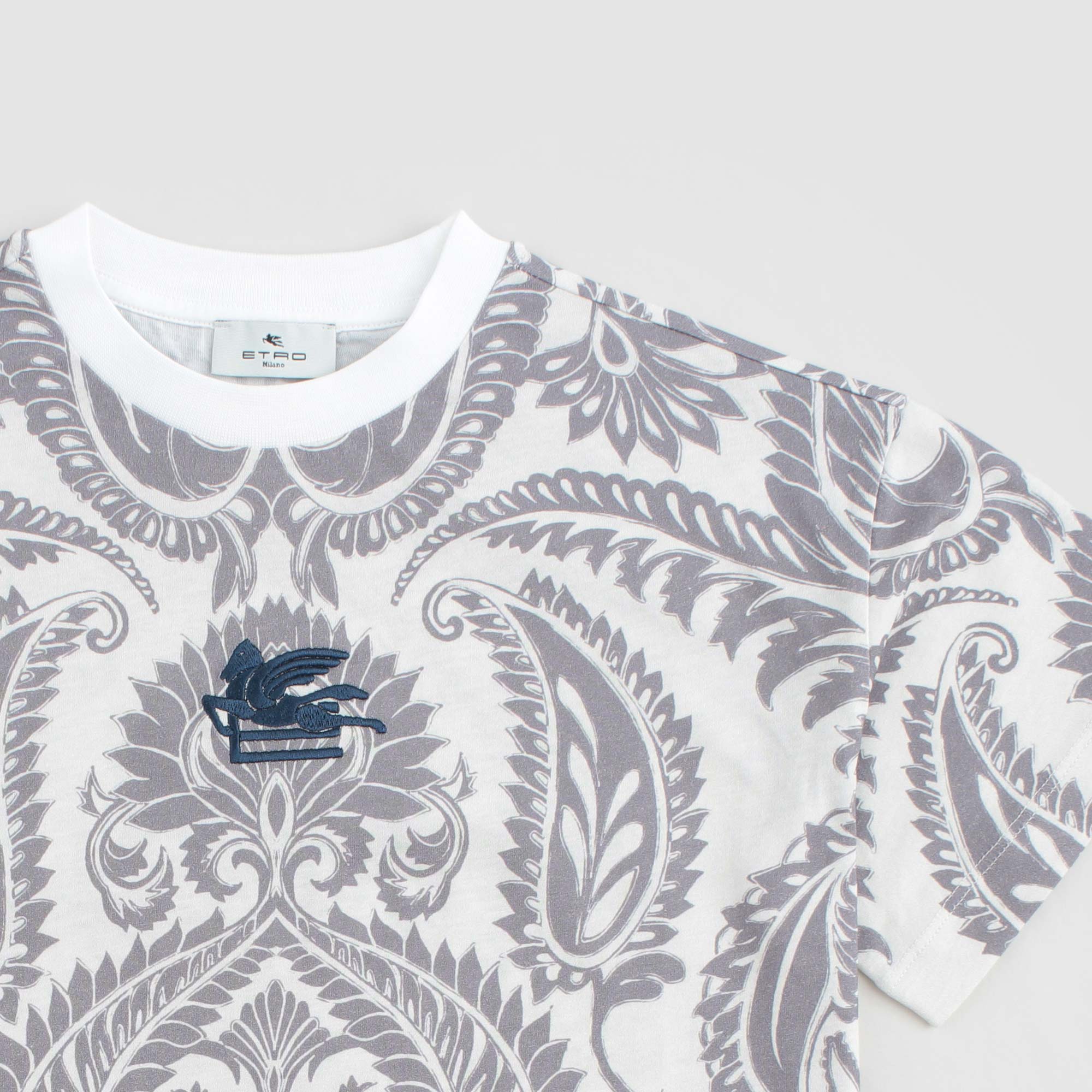 T-shirt Grigia Con Logo Firmata ETRO - annameglio.com abbigliamento moda