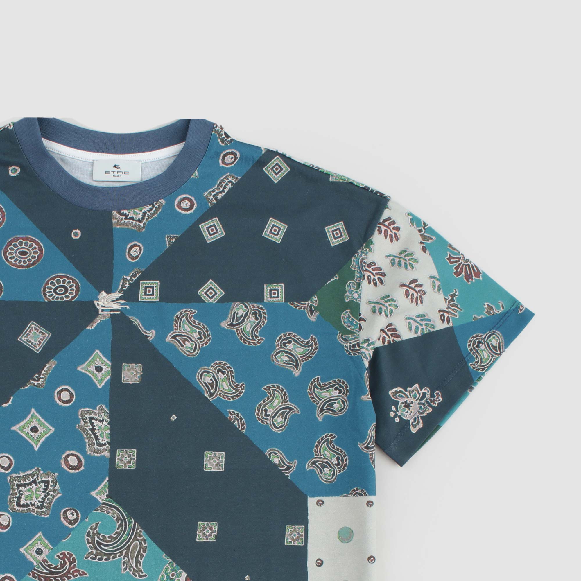T-shirt Con Fantasia Blu Firmata ETRO - annameglio.com abbigliamento moda