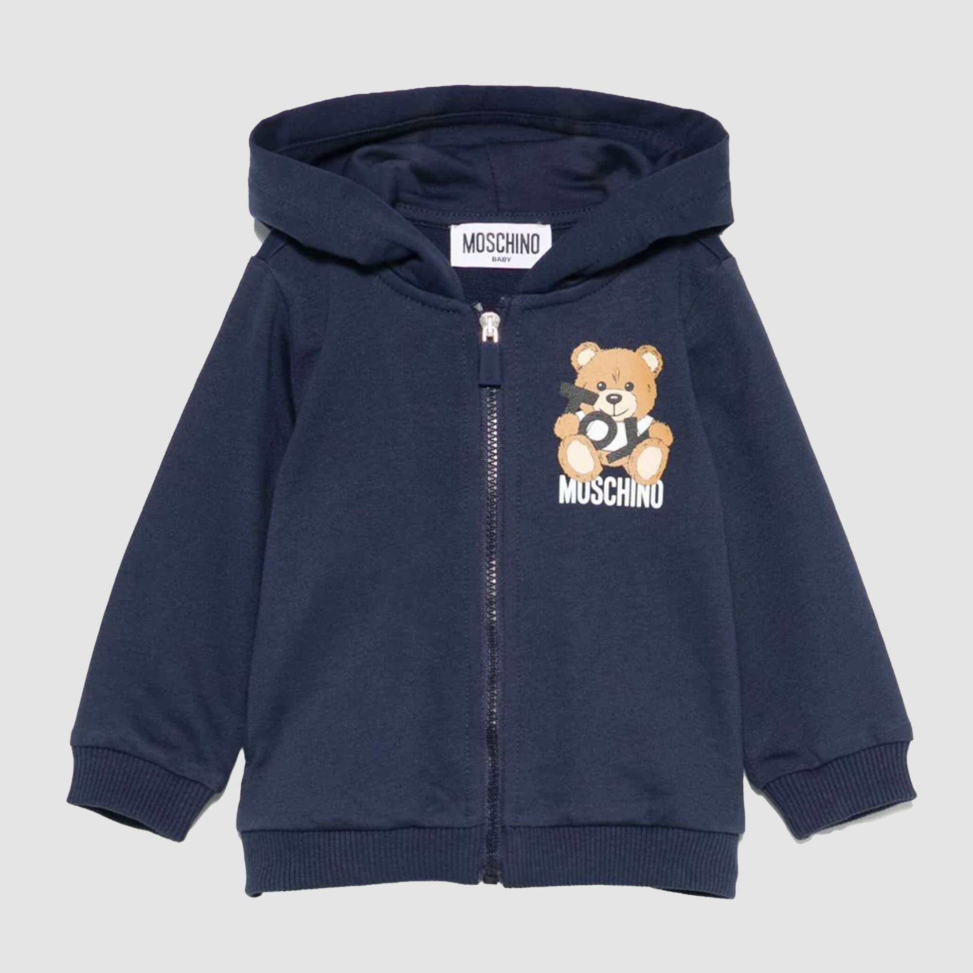 Felpa Blu Con Cappuccio Firmata MOSCHINO - annameglio.com abbigliamento moda