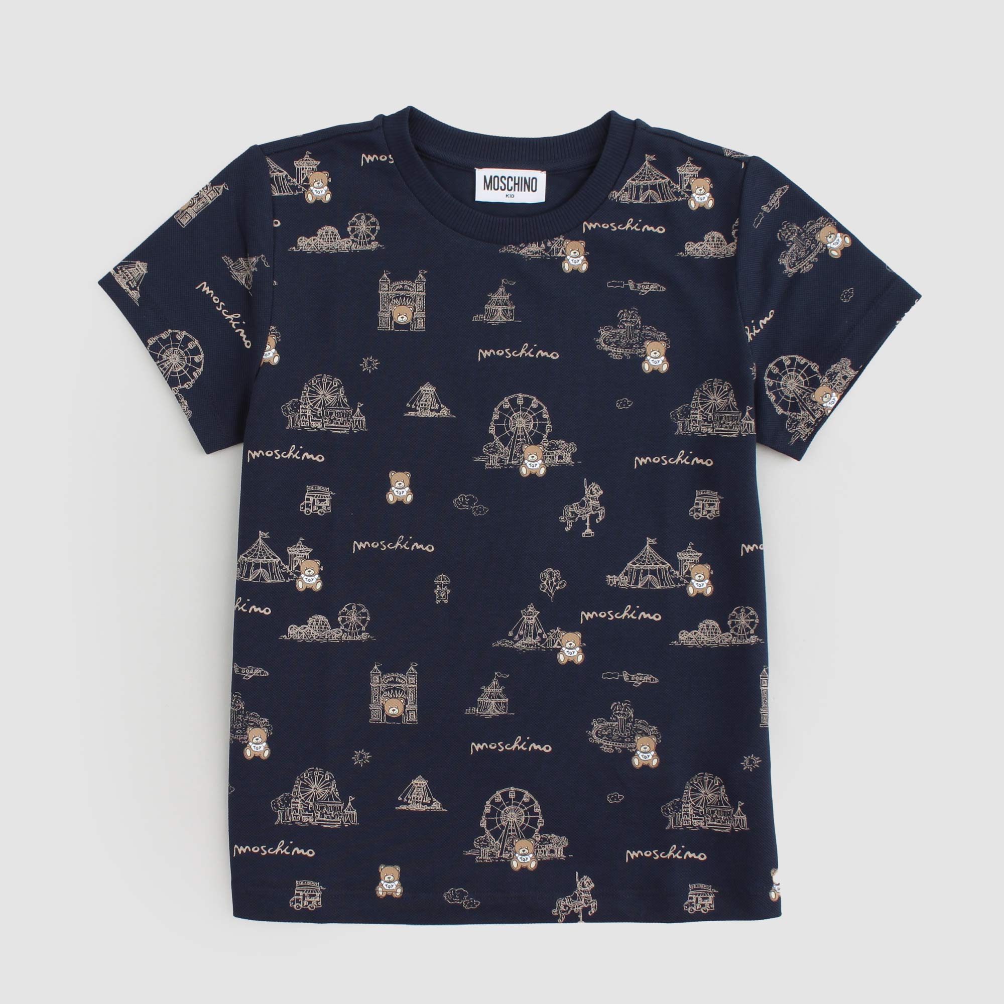 T-shirt Blu Firmata MOSCHINO - annameglio.com abbigliamento moda