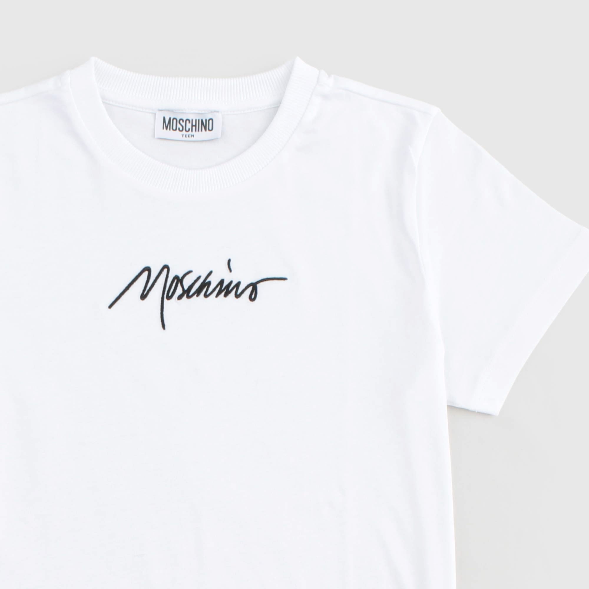 T-shirt Bianca Con Scritta Firmata MOSCHINO - annameglio.com abbigliamento moda