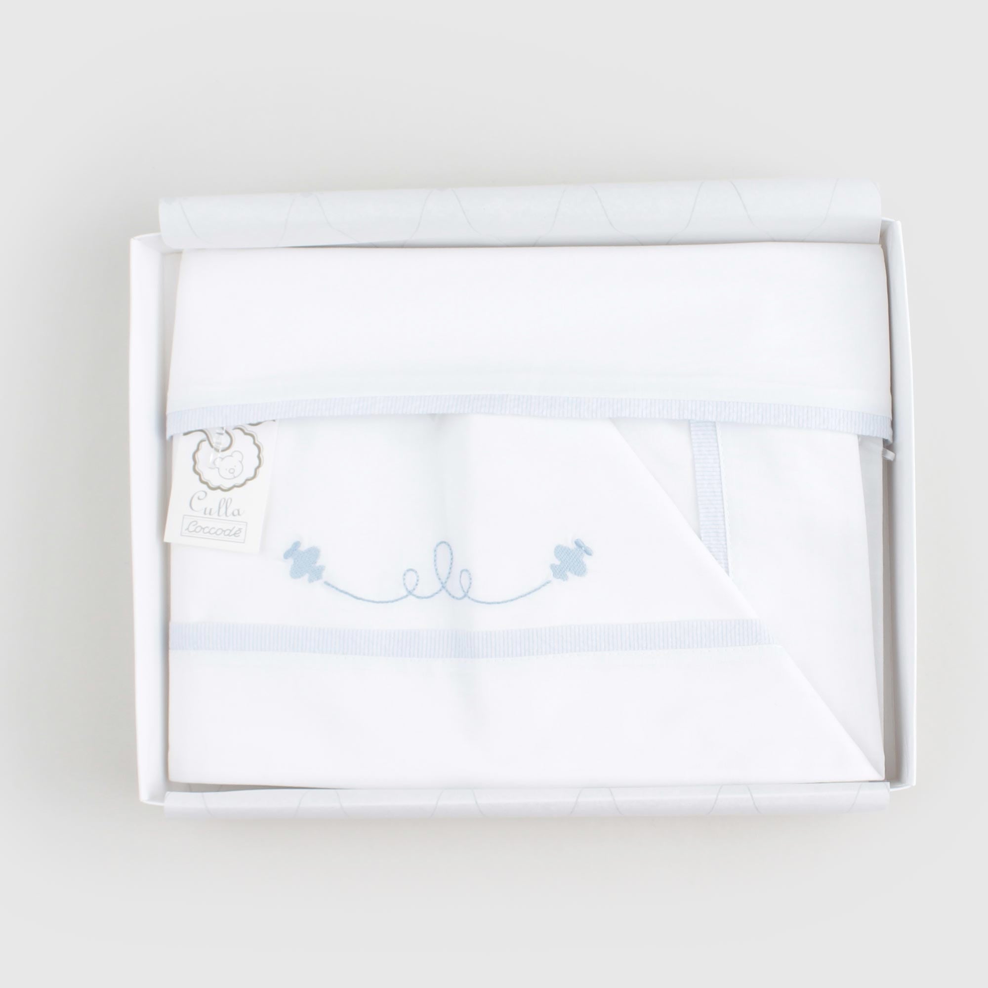 Coordinato Culla Ricamo Celeste Firmato COCCODE' - annameglio.com abbigliamento moda