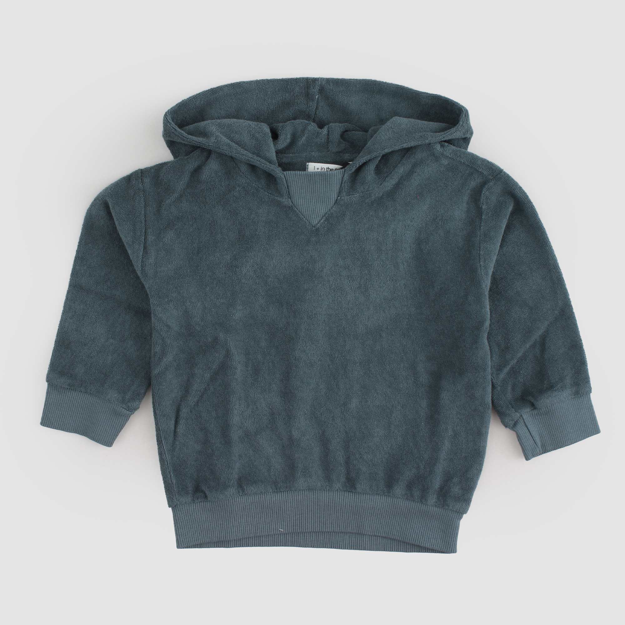 Felpa in ciniglia con cappuccio petrolio - annameglio.com abbigliamento moda