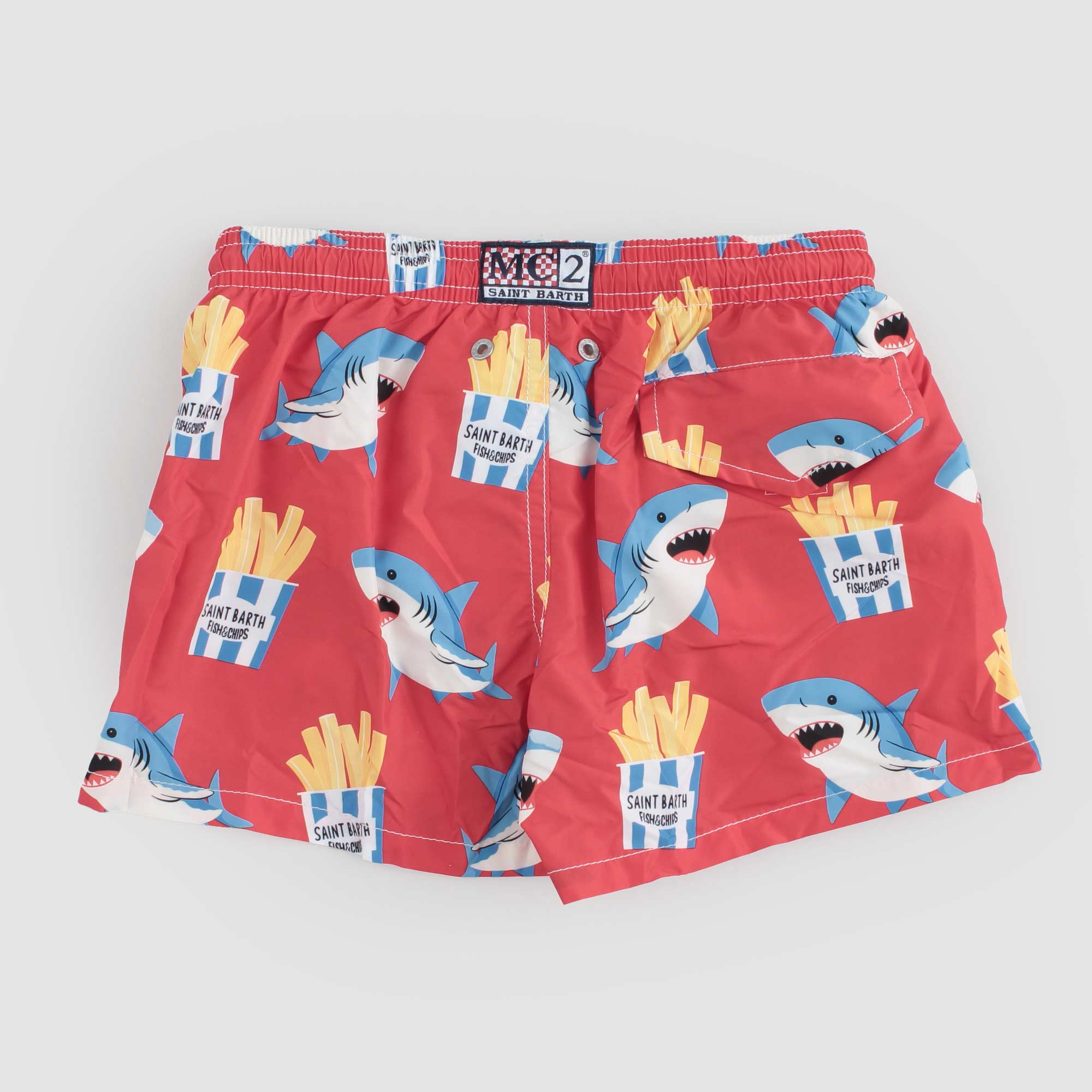 Costume Rosso Con Squali Firmato MC2 SAINT BARTH - annameglio.com abbigliamento moda