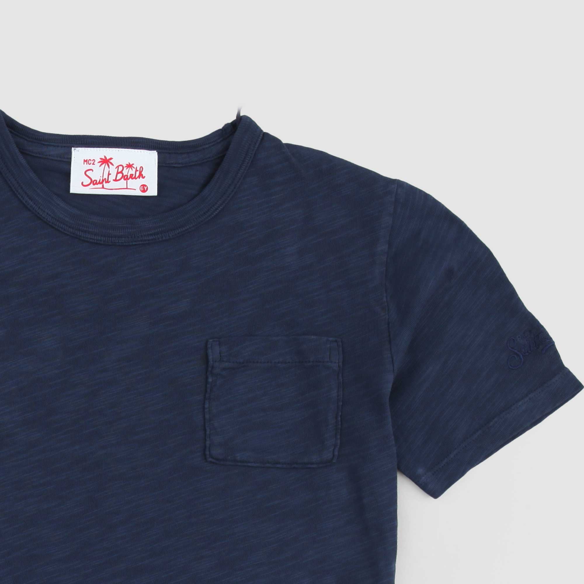 T-shirt Blu Con Taschino Firmata MC2 SAINT BARTH - annameglio.com abbigliamento moda