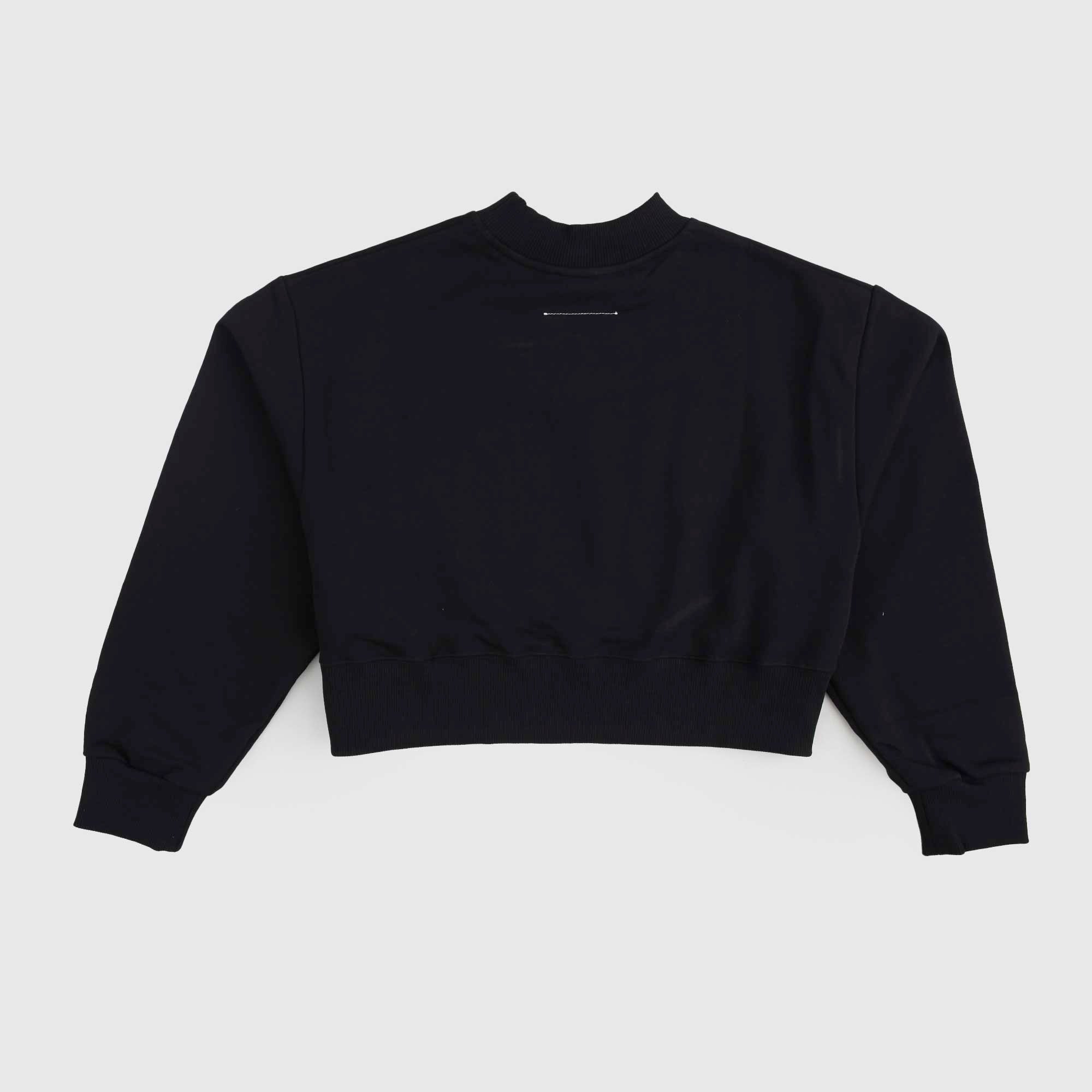 Felpa Nera Cropped Firmata MM6 MAISON MARGIELA - annameglio.com abbigliamento moda