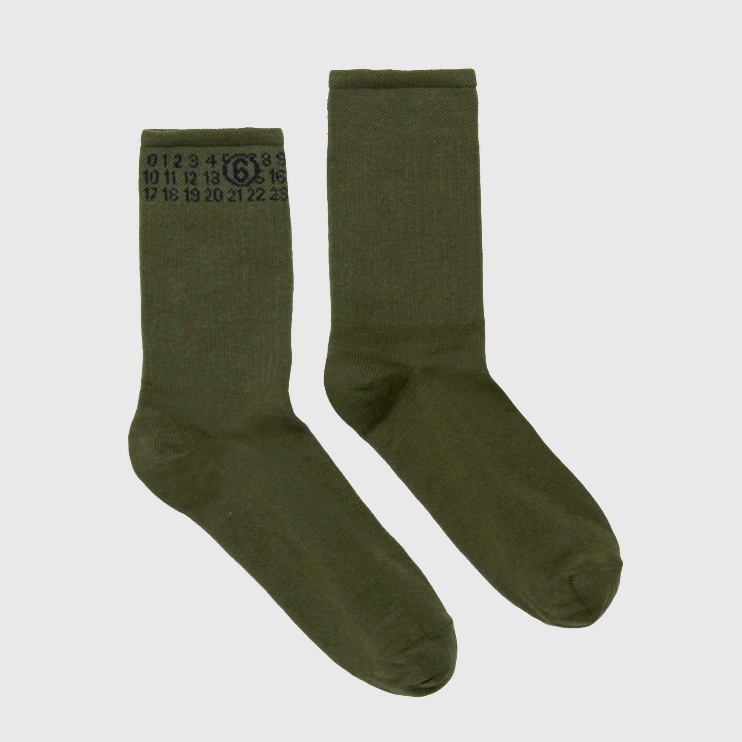 Calzino Verde A Coste Con Logo Firmato MM6 - annameglio.com abbigliamento moda