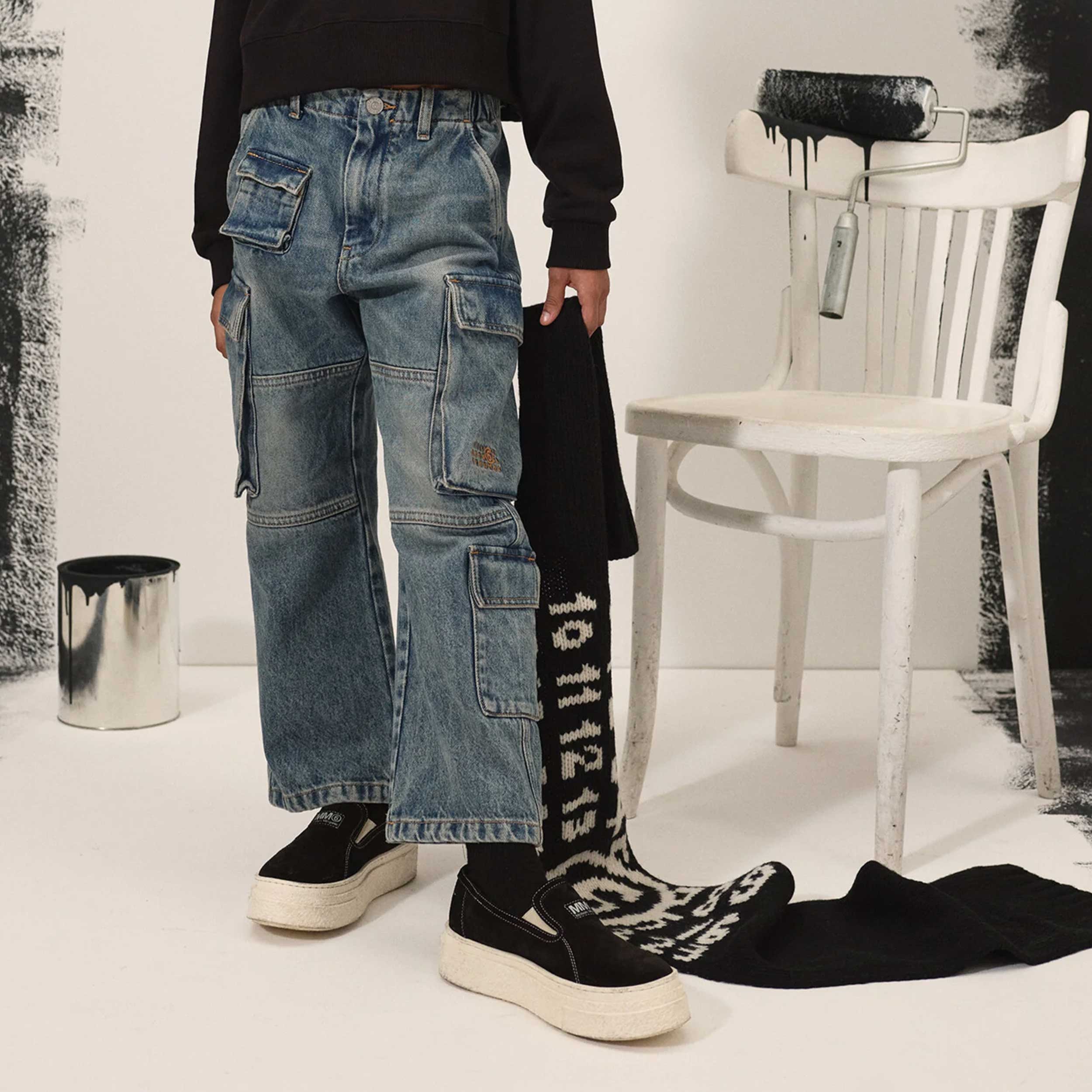 Jeans Cargo Blu Sfumato Firmato MM6 - annameglio.com abbigliamento moda